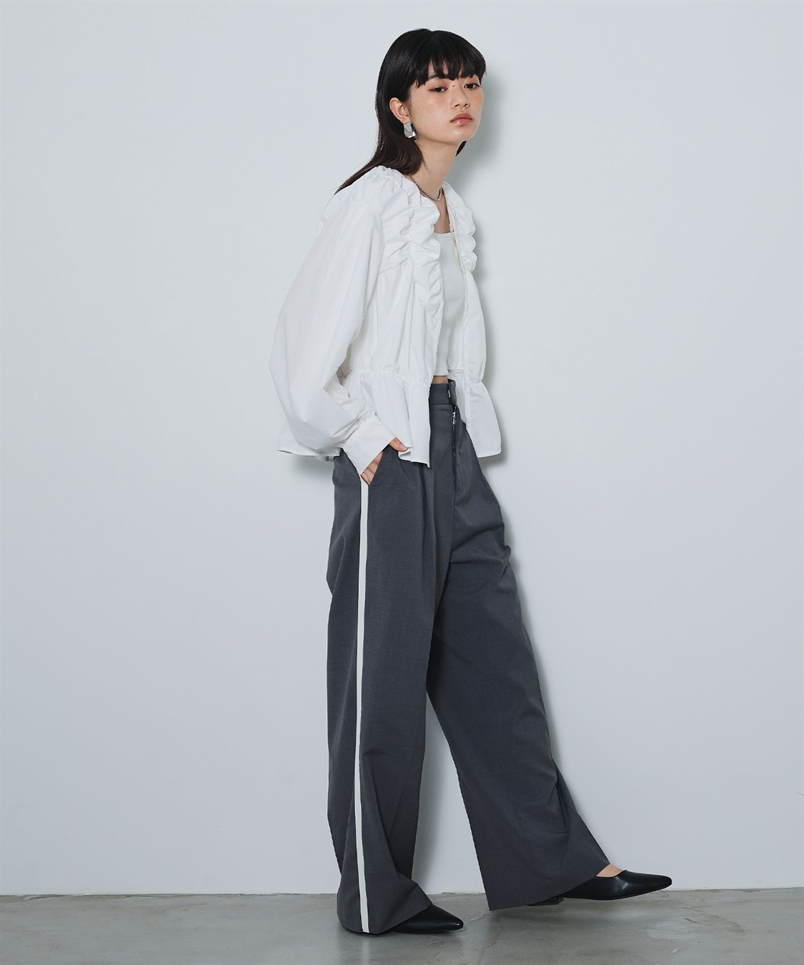 ELLEgirl デザイン切替ギャザーブラウス_sub_8