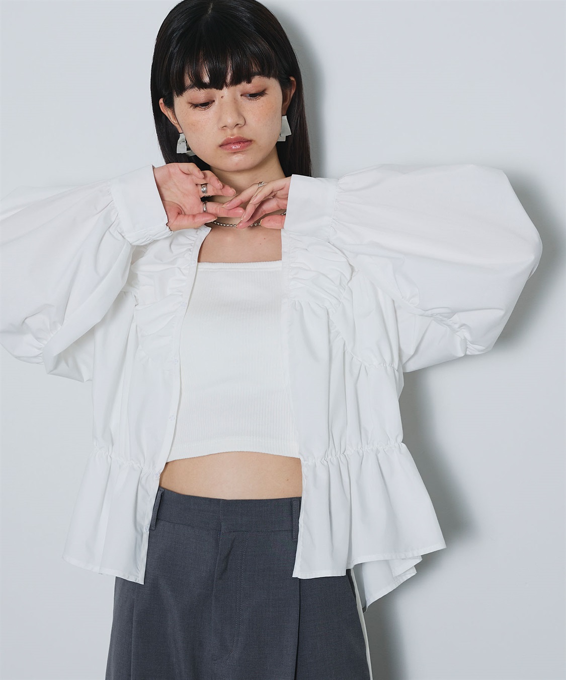 ELLEgirl デザイン切替ギャザーブラウス_sub_10