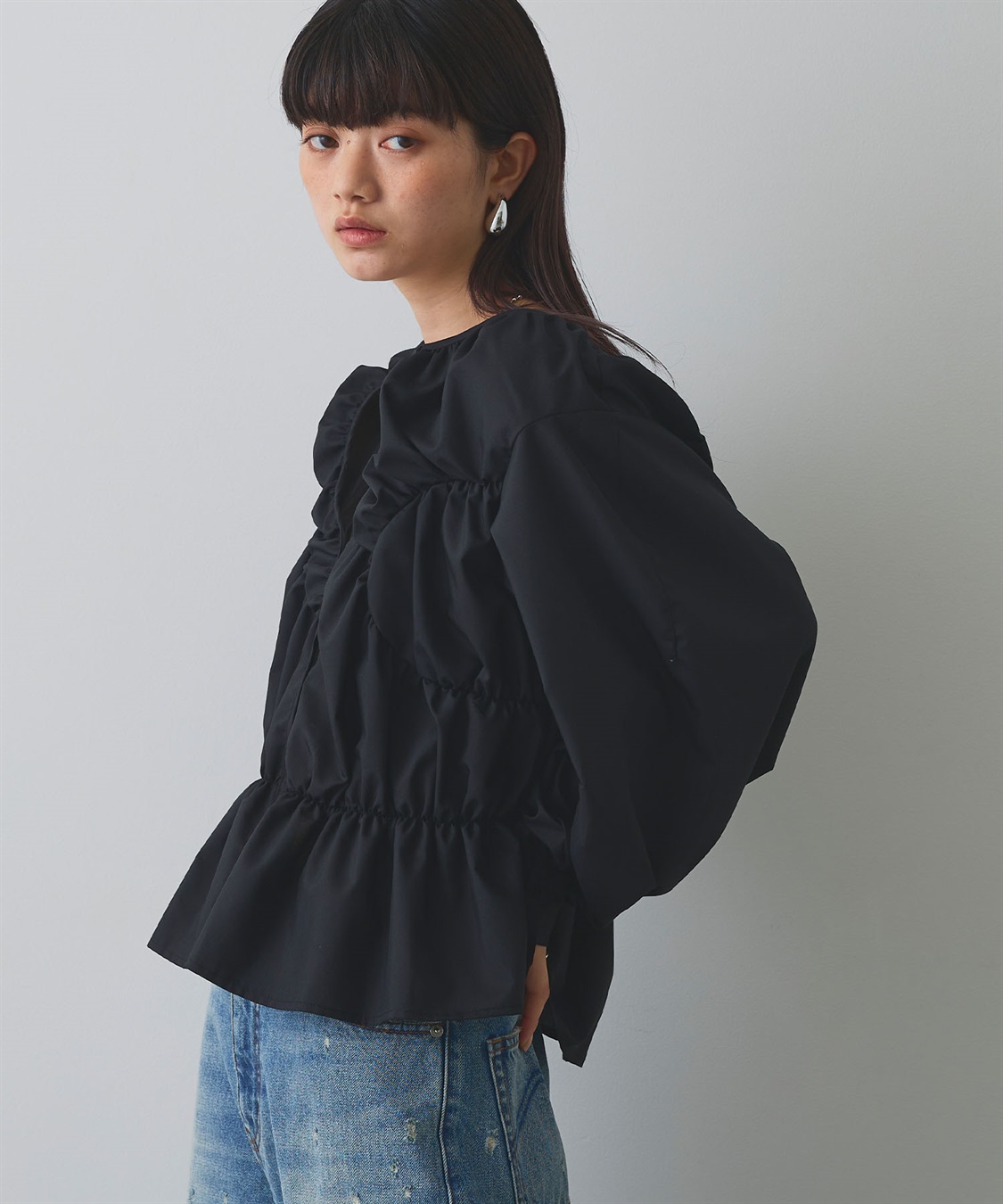 ELLEgirl デザイン切替ギャザーブラウス_sub_20