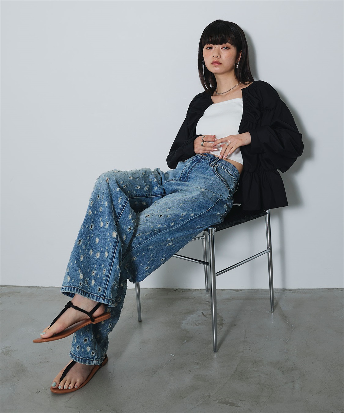 ELLEgirl デザイン切替ギャザーブラウス_sub_24