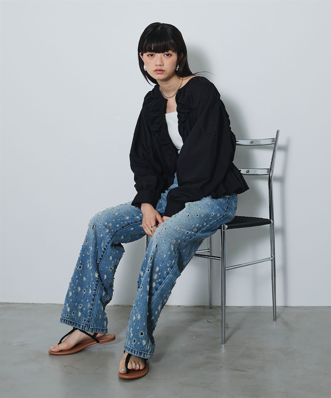 ELLEgirl デザイン切替ギャザーブラウス_sub_25