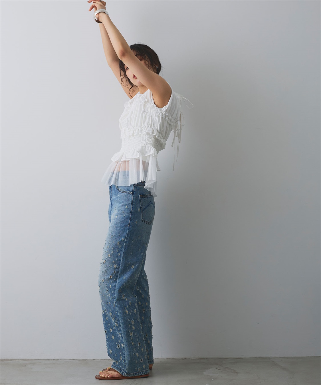 ELLEgirl シャーリングノースリーブブラウス_sub_8