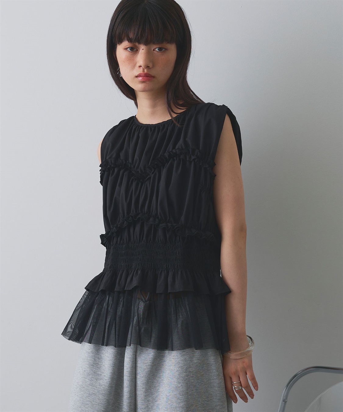 ELLEgirl シャーリングノースリーブブラウス_sub_12