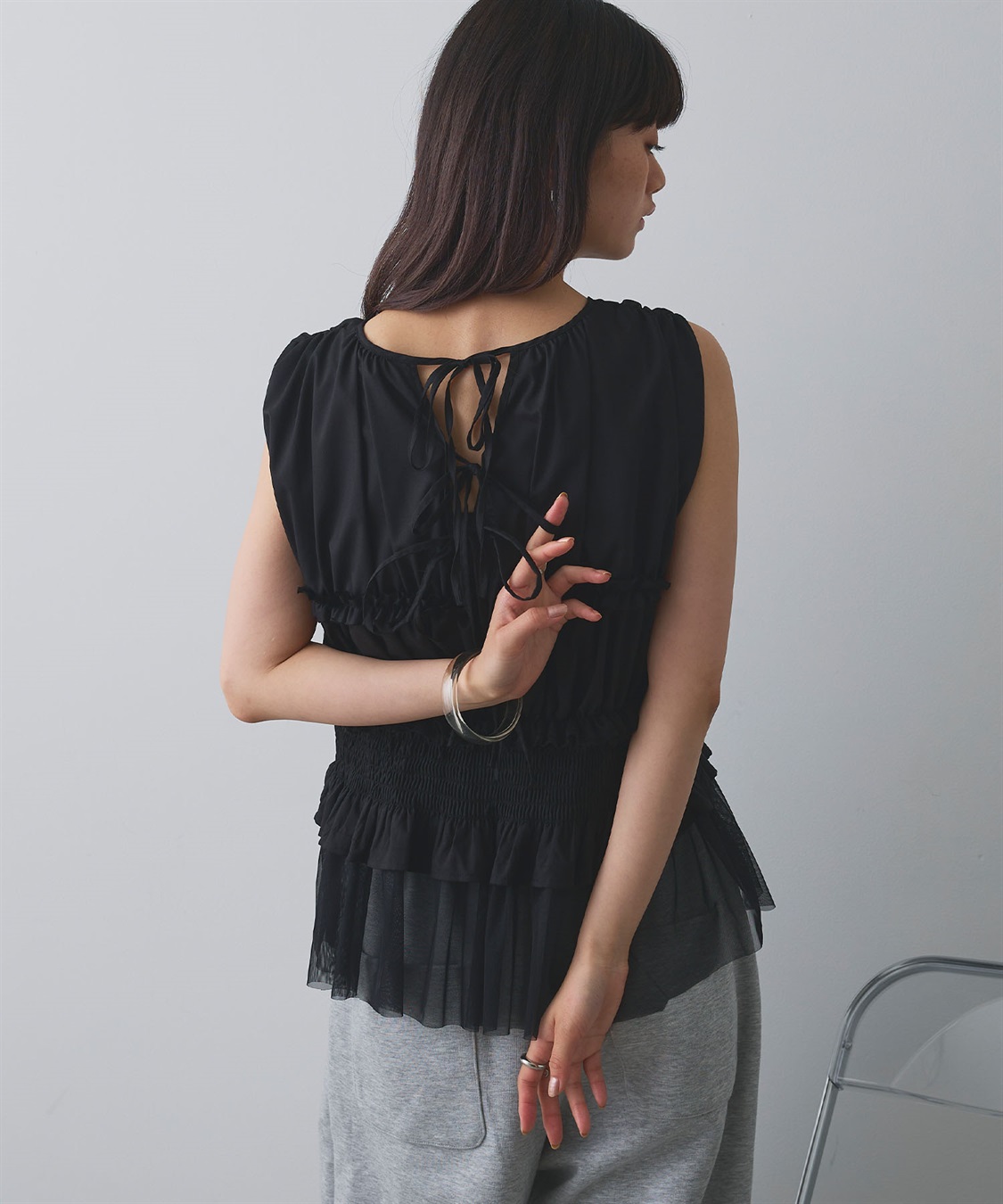 ELLEgirl シャーリングノースリーブブラウス_sub_15