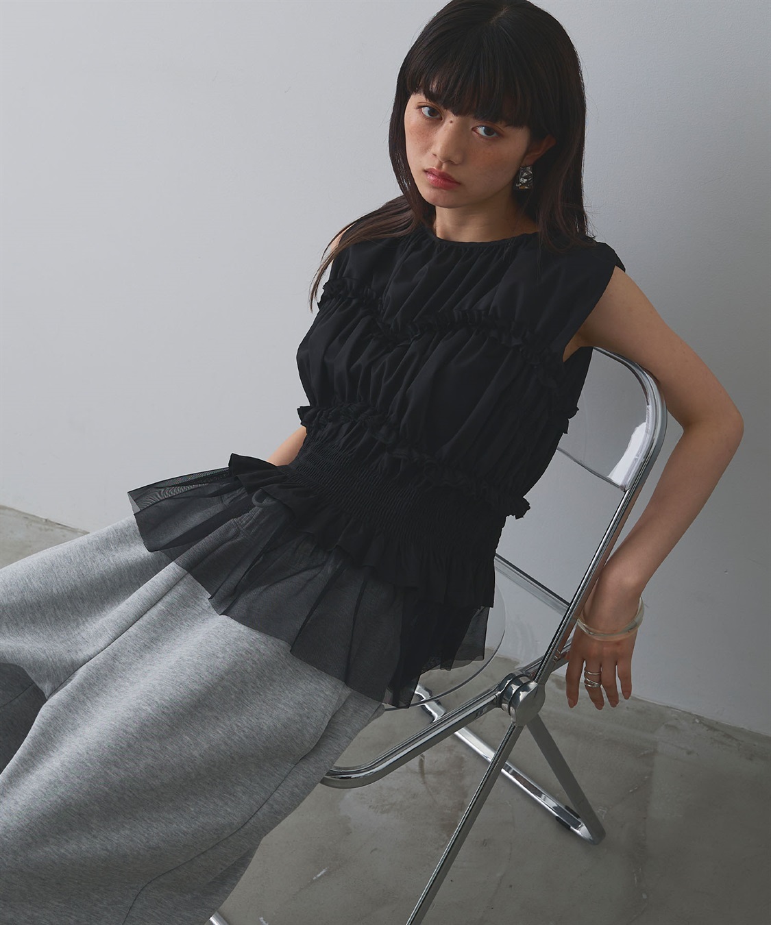 ELLEgirl シャーリングノースリーブブラウス_sub_16