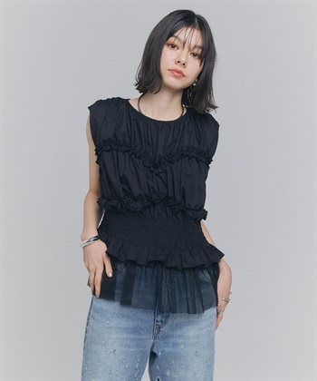 ELLEgirl シャーリングノースリーブブラウス_subthumb_20