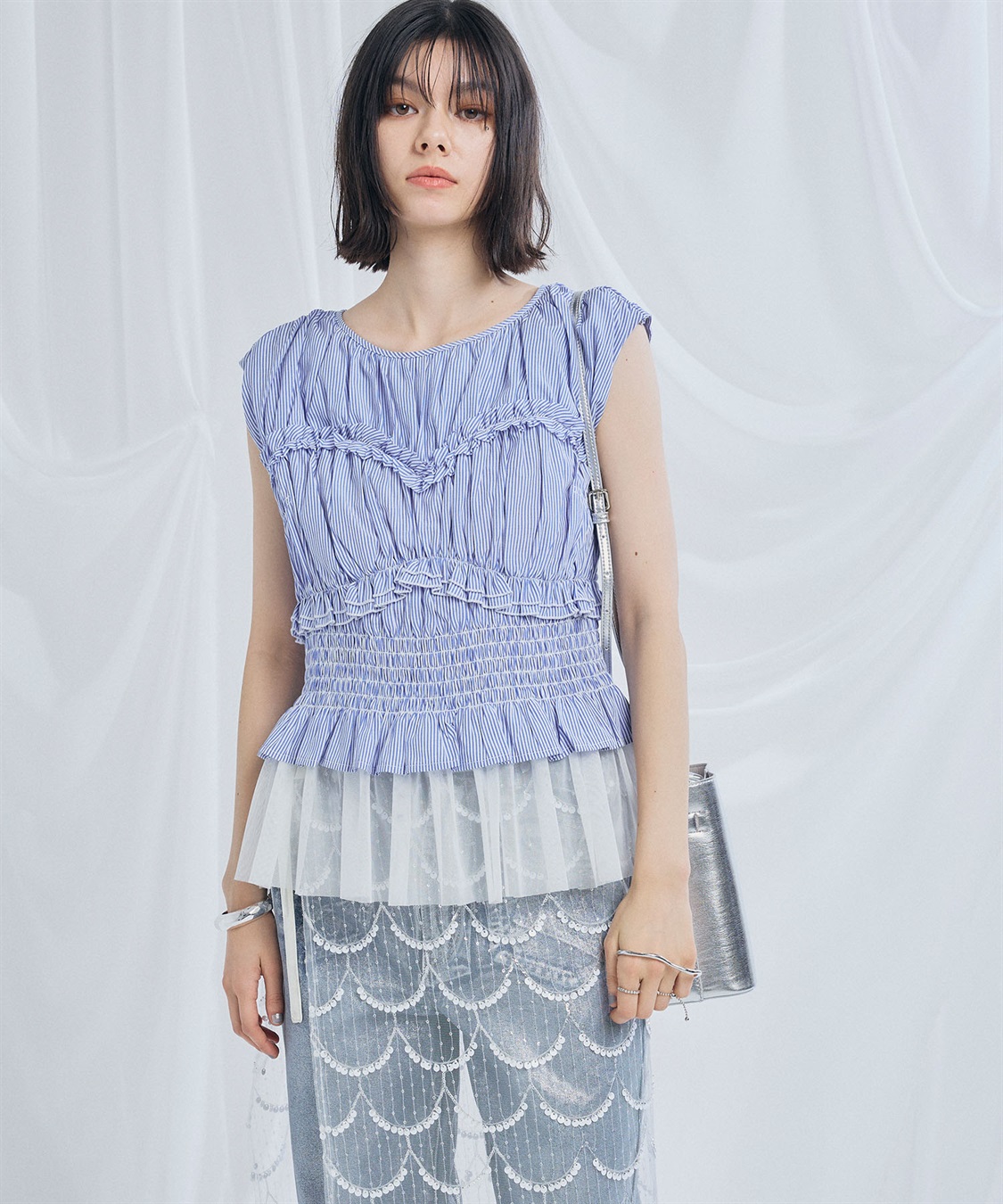 ELLEgirl シャーリングノースリーブブラウス_sub_22