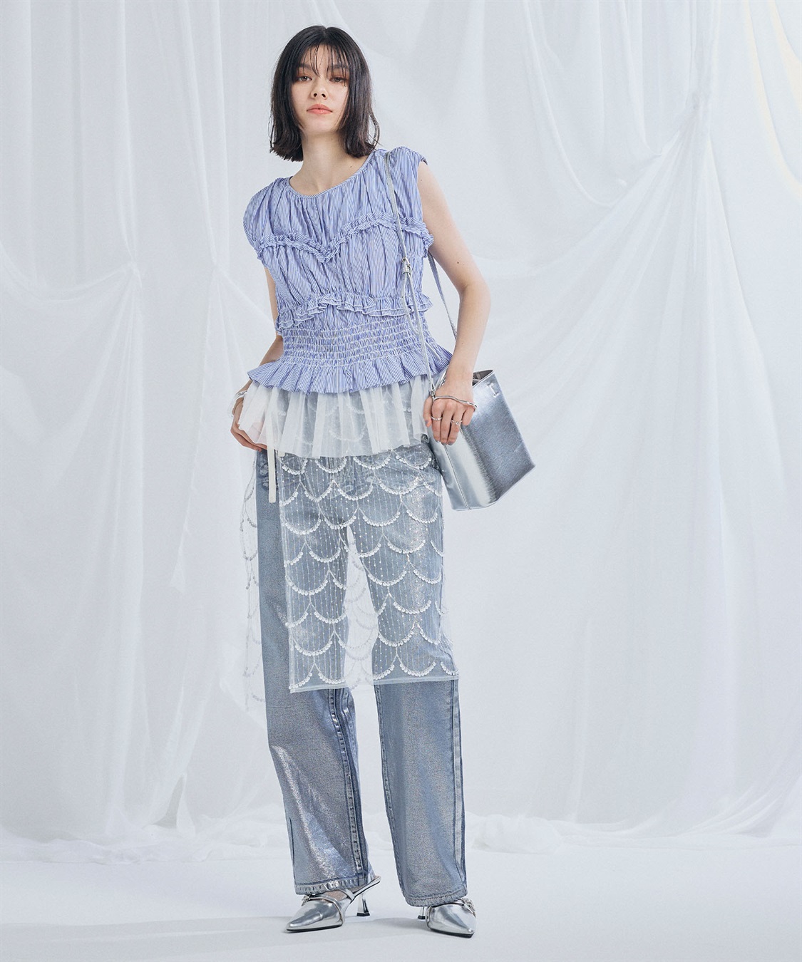 ELLEgirl シャーリングノースリーブブラウス_sub_25