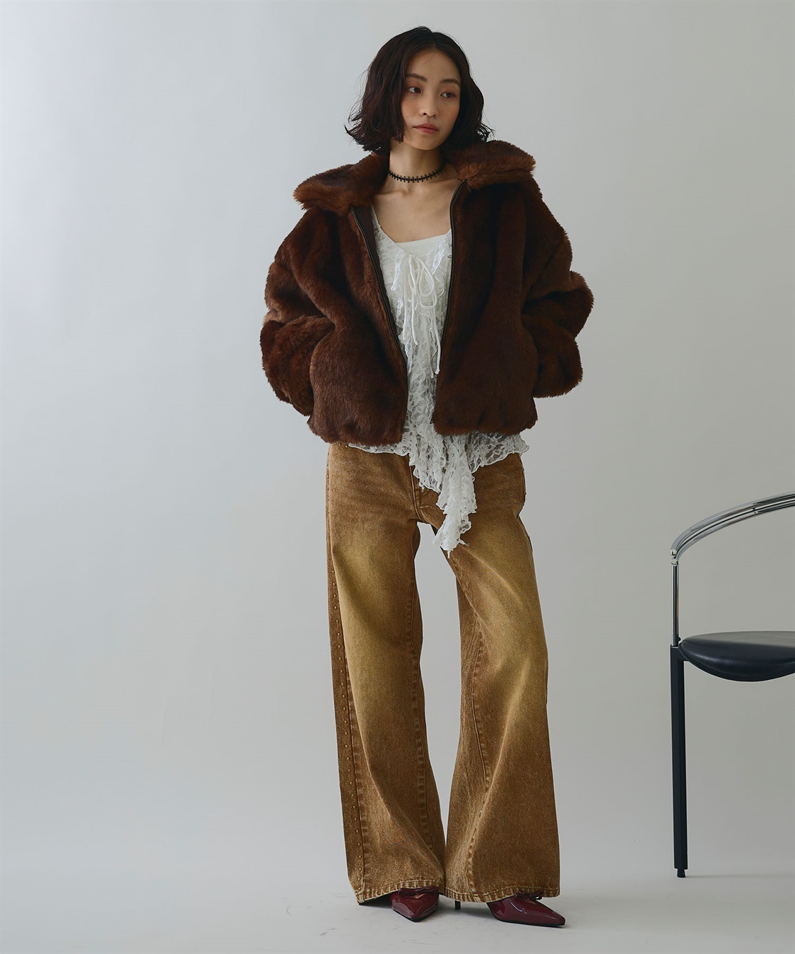 ELLEgirl スタッズデニムワイドパンツ_sub_3