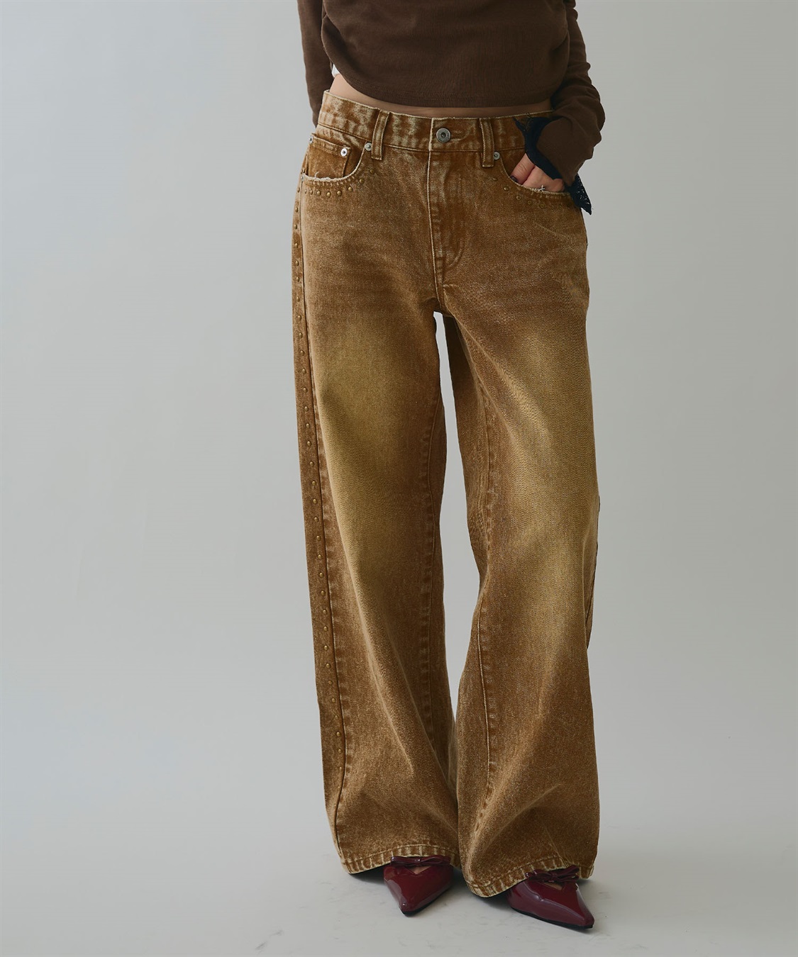 ELLEgirl スタッズデニムワイドパンツ_sub_10