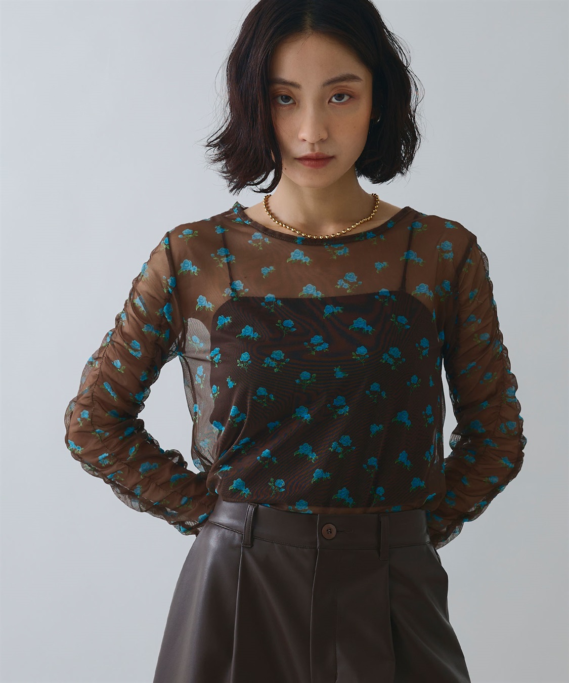 ELLEgirl フラワープリントシアートップス_sub_2