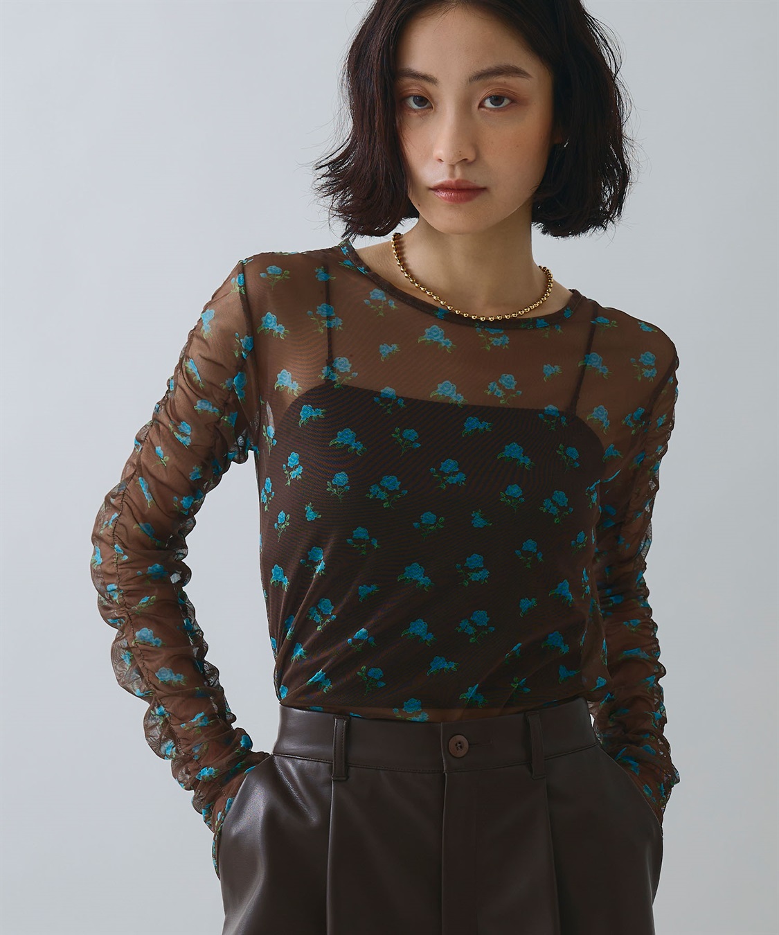 ELLEgirl フラワープリントシアートップス_sub_3