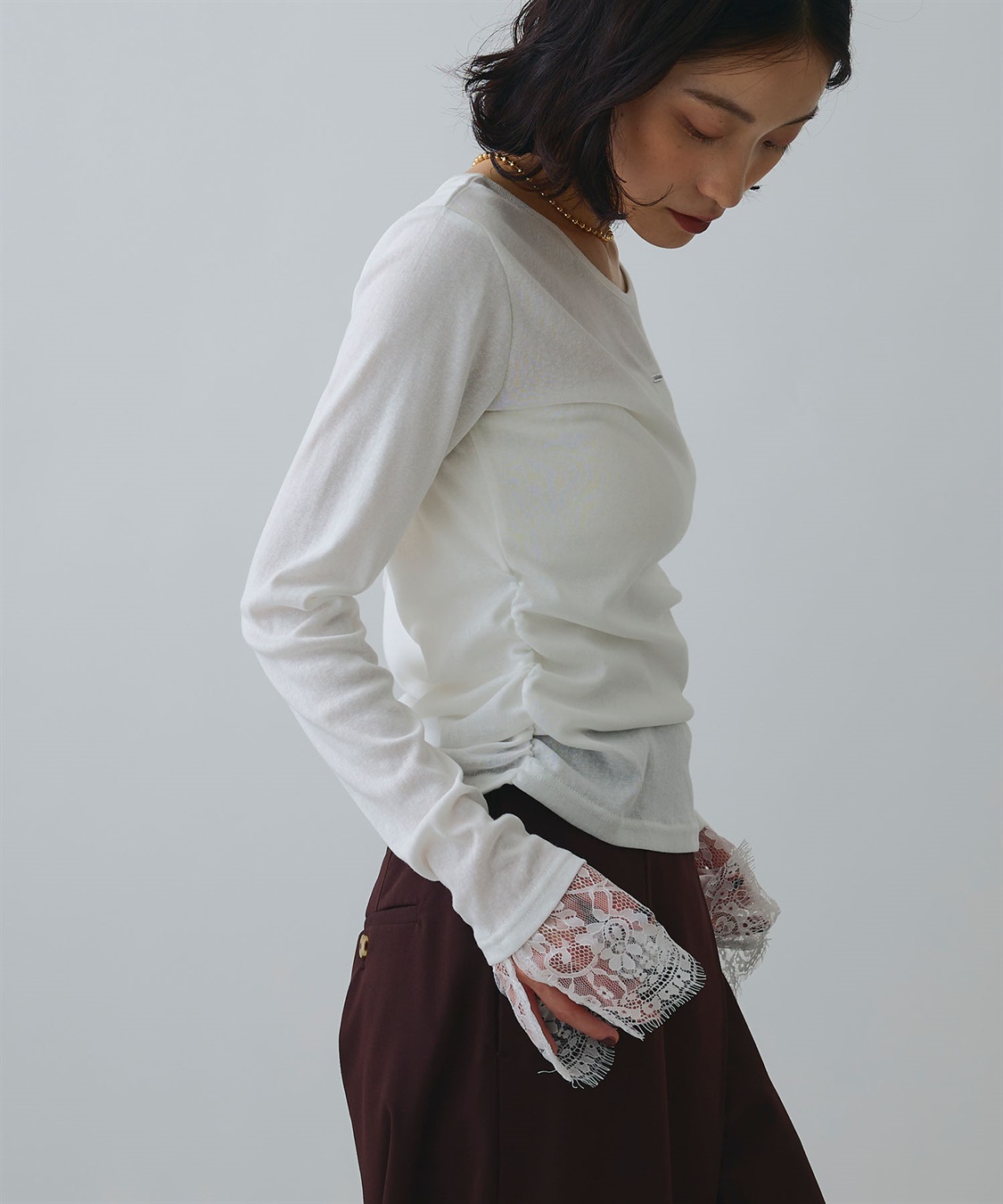 ELLEgirl 袖口レースシアートップス_sub_2