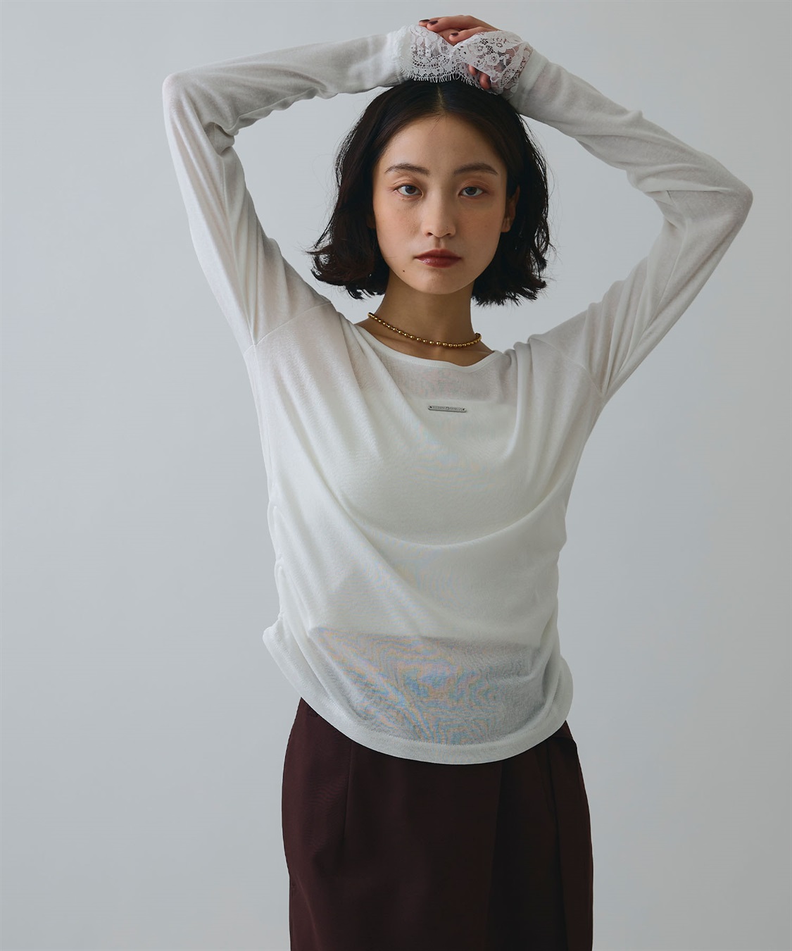 ELLEgirl 袖口レースシアートップス_sub_20