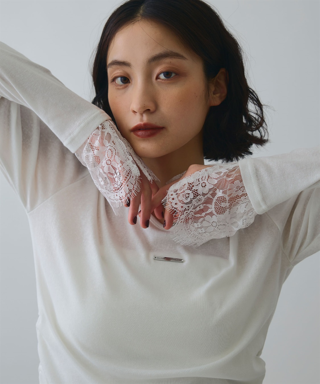 ELLEgirl 袖口レースシアートップス_sub_21