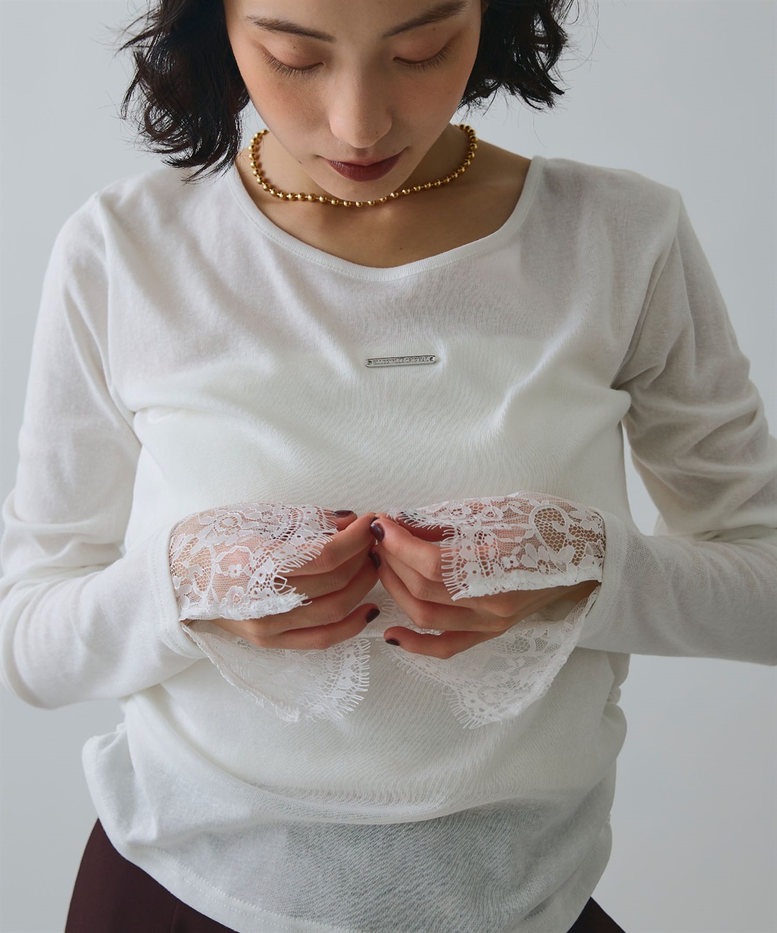 ELLEgirl 袖口レースシアートップス_sub_22