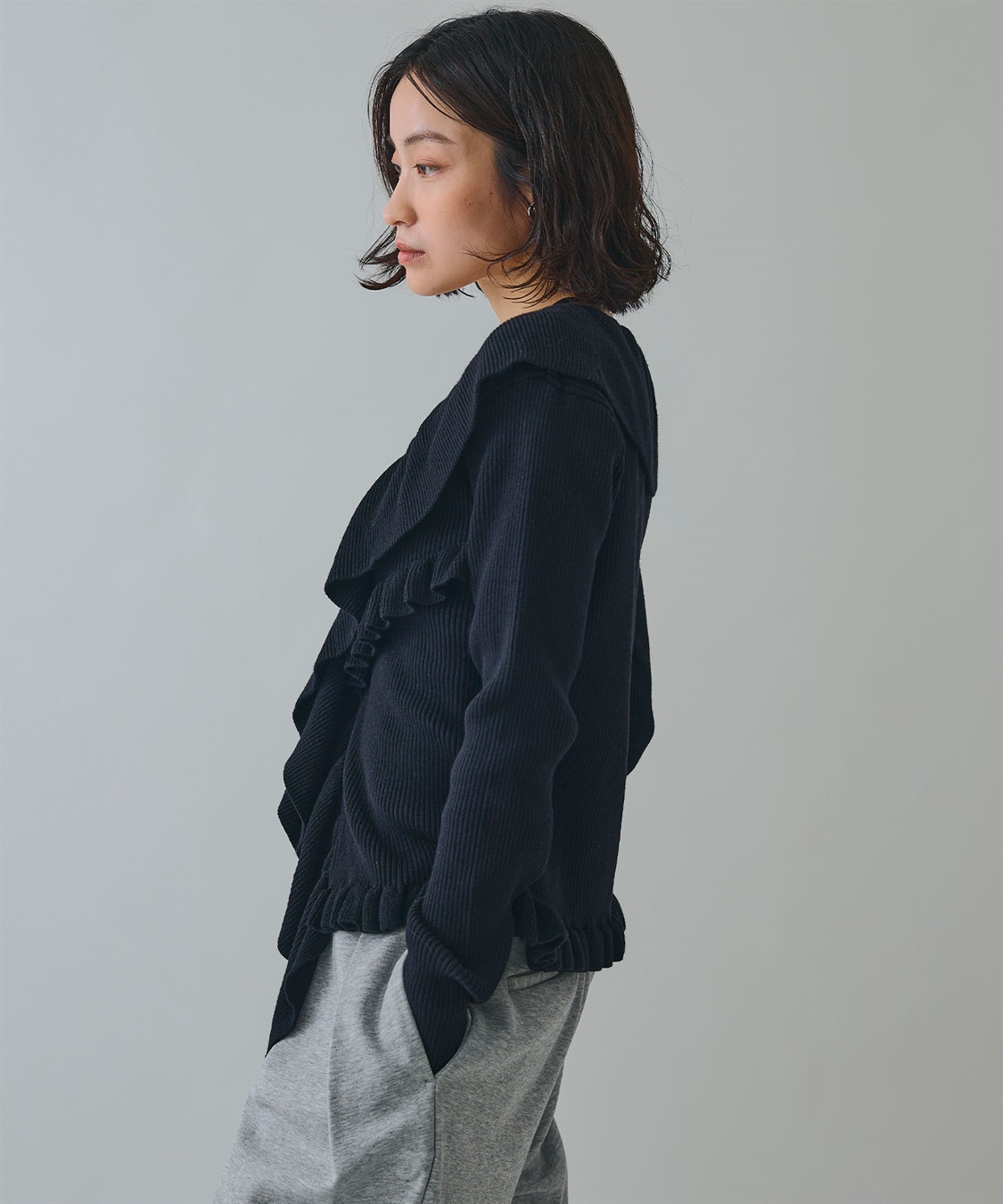 ELLEgirl ラッフルカラーリブニットカーディガン_sub_6