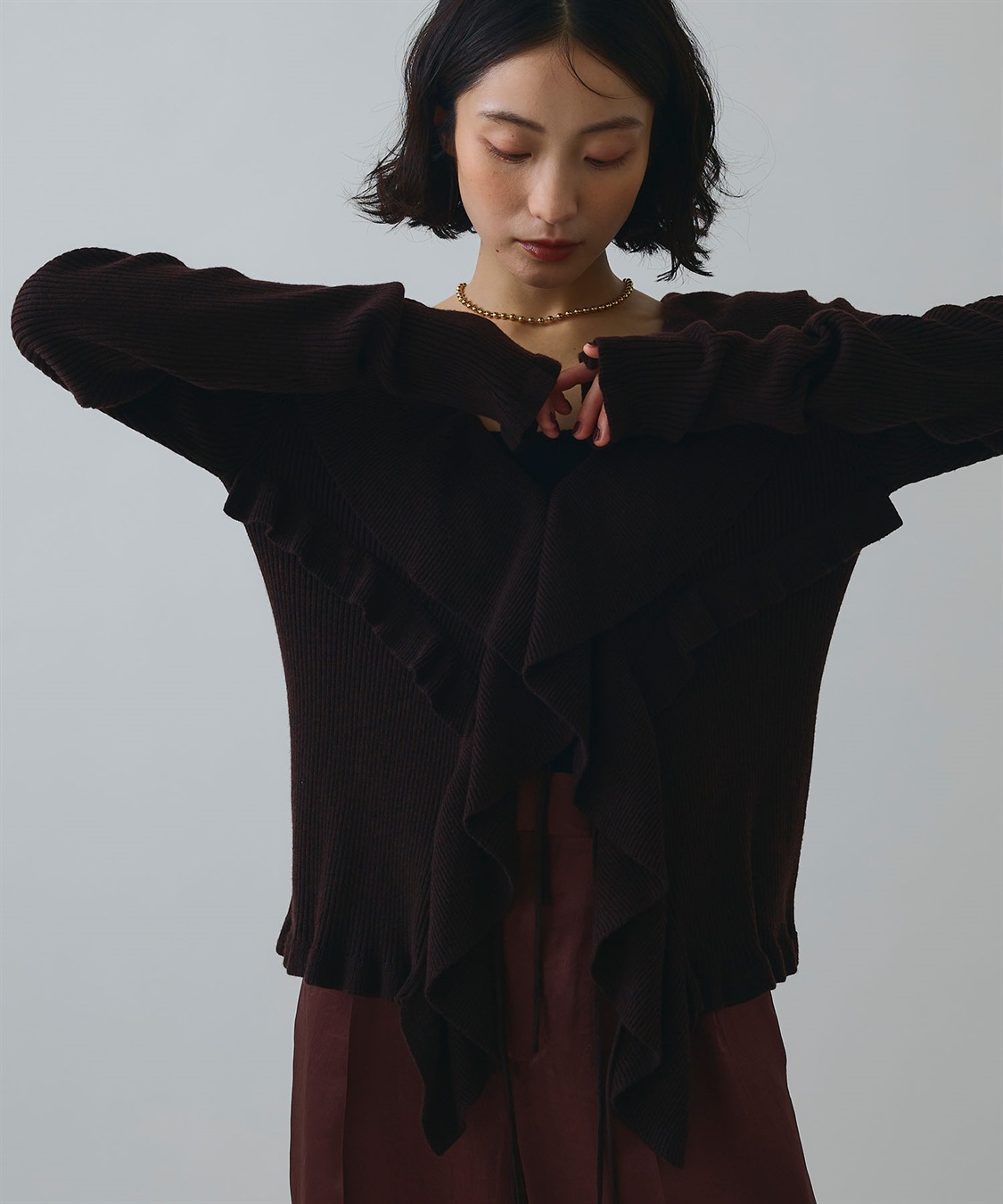 ELLEgirl ラッフルカラーリブニットカーディガン_sub_17