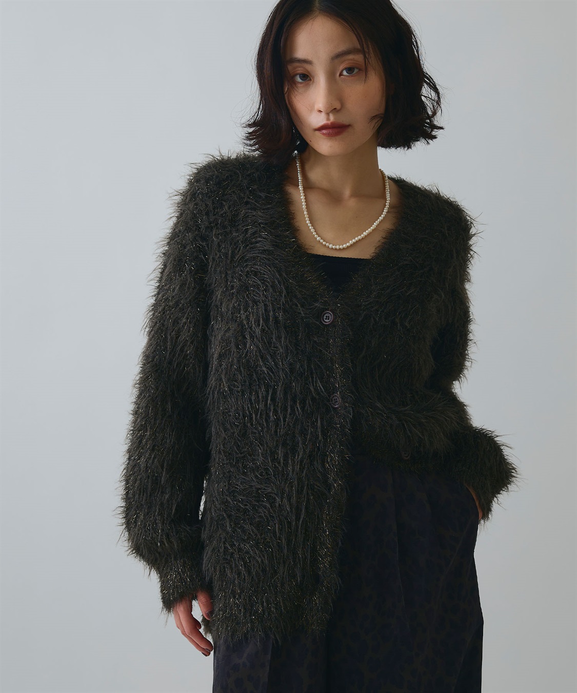 ELLEgirl ラメフェザーVネックカーディガン_sub_3