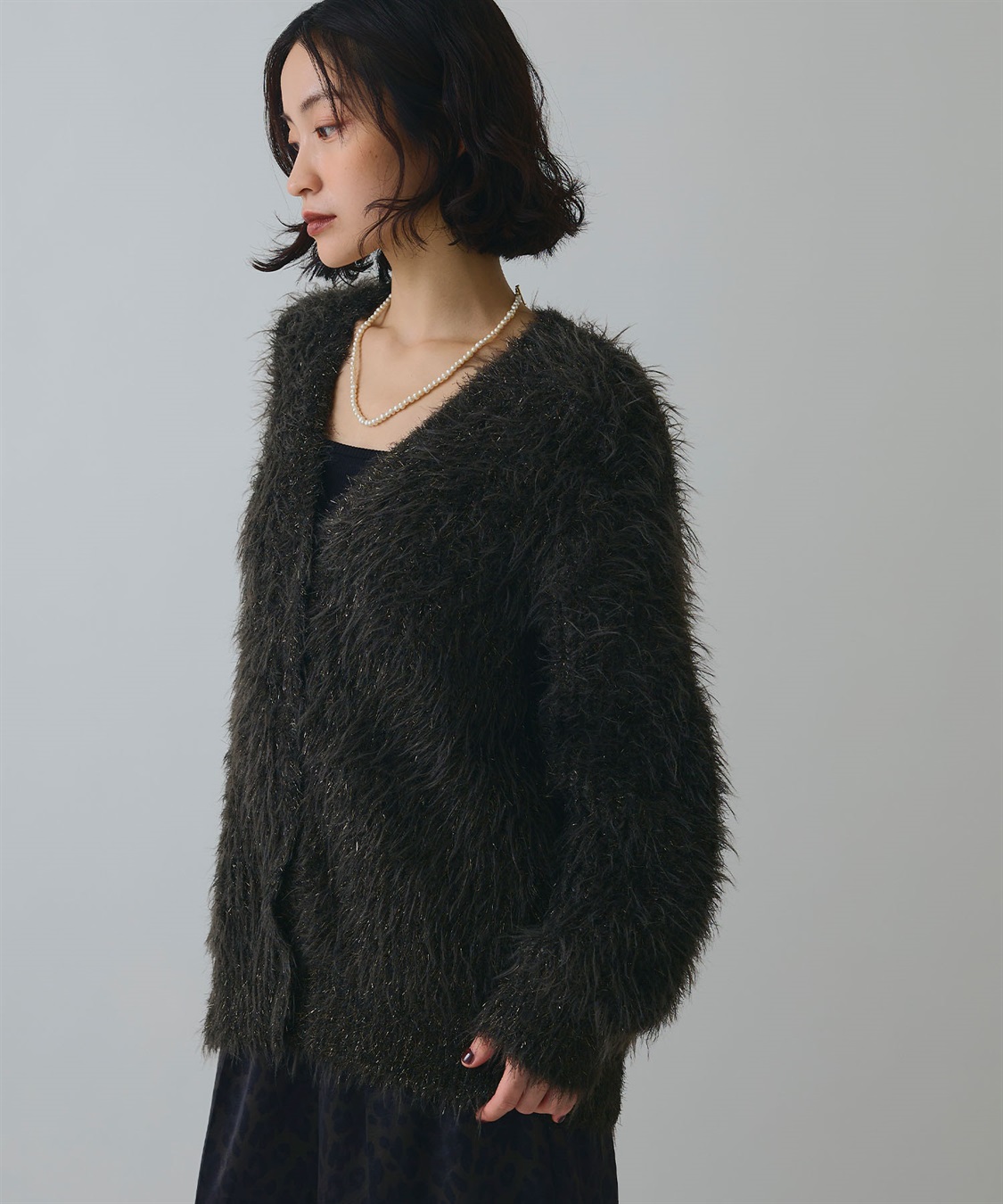 ELLEgirl ラメフェザーVネックカーディガン_sub_6