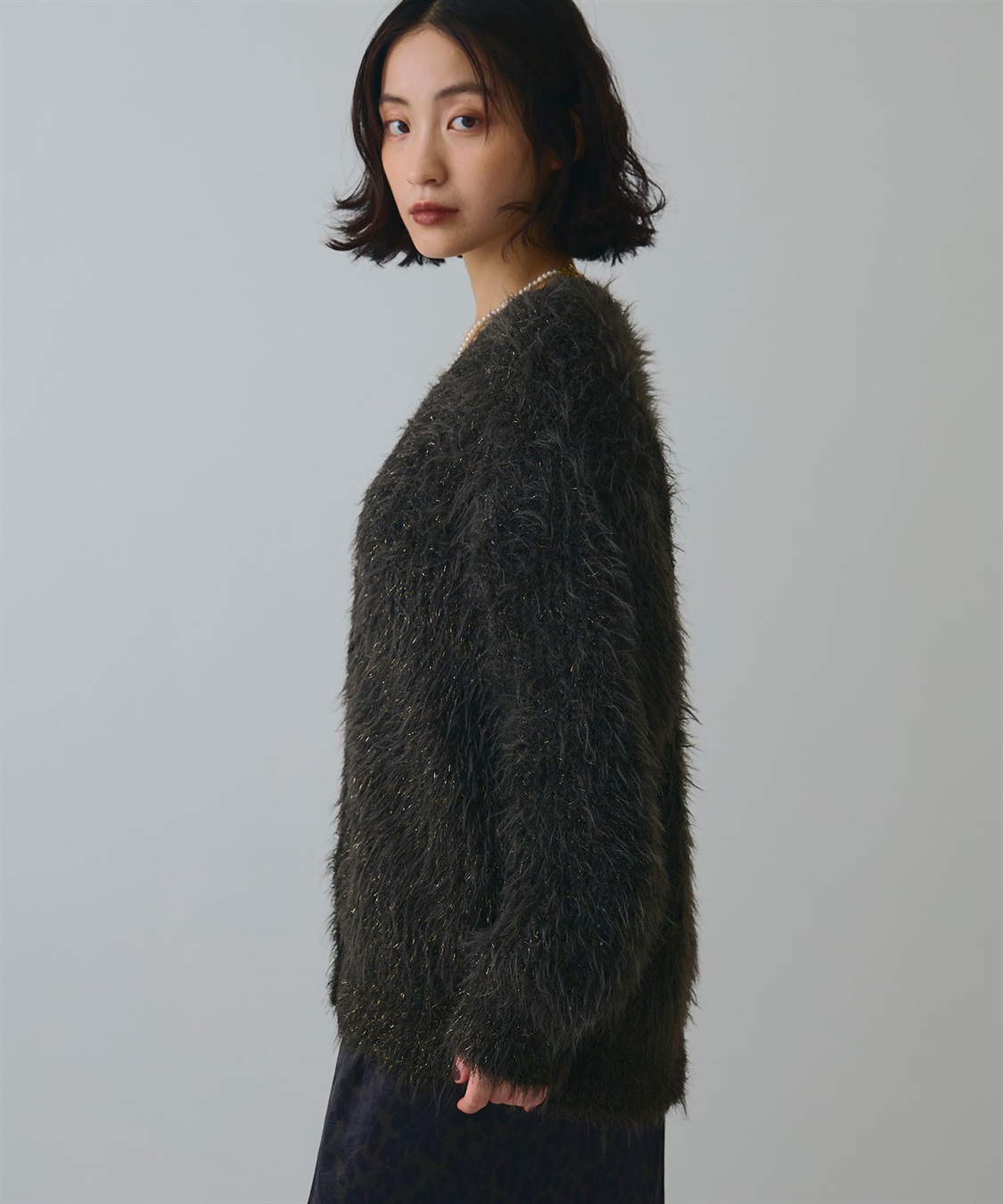ELLEgirl ラメフェザーVネックカーディガン_sub_7