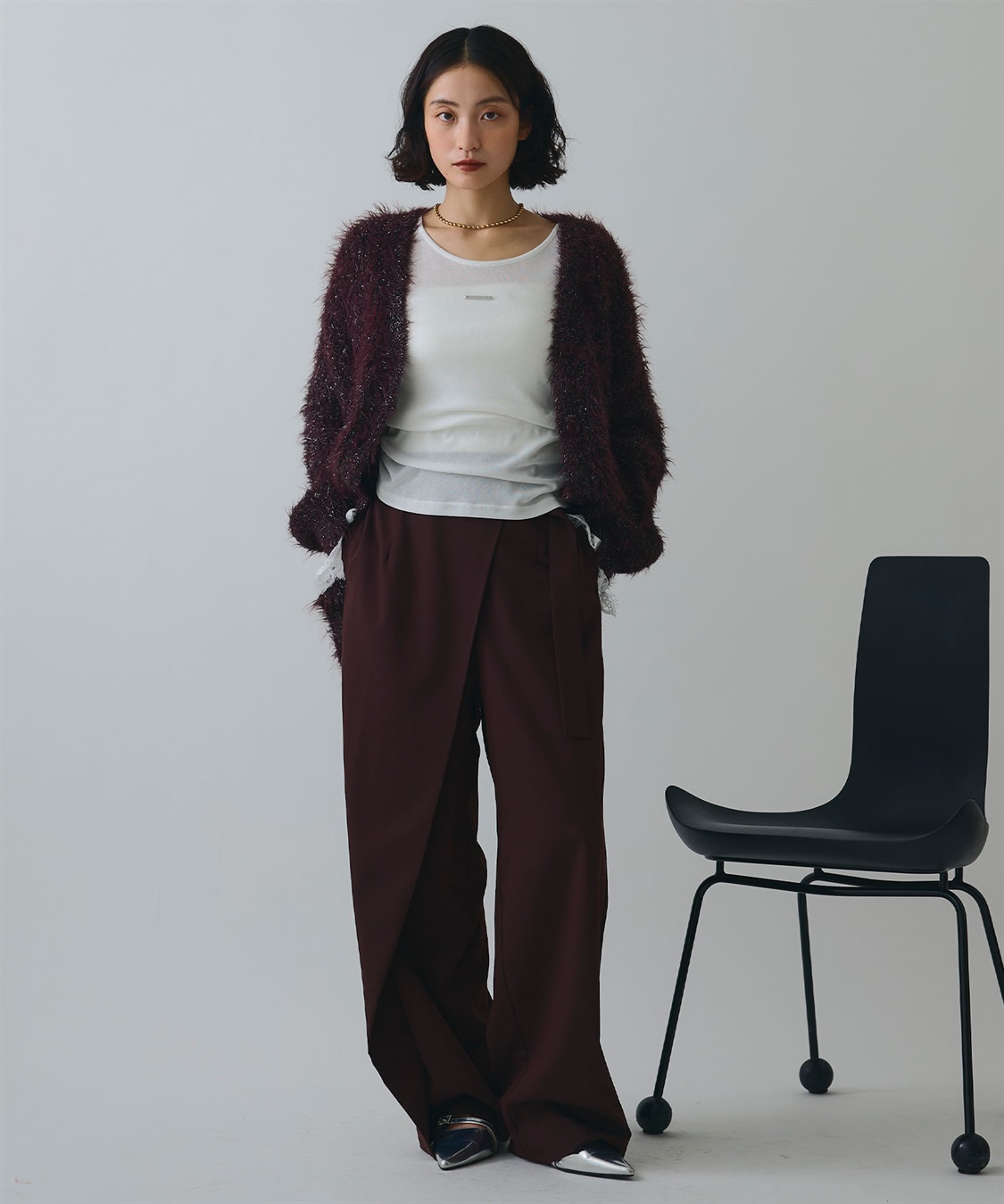 ELLEgirl ラメフェザーVネックカーディガン_sub_19