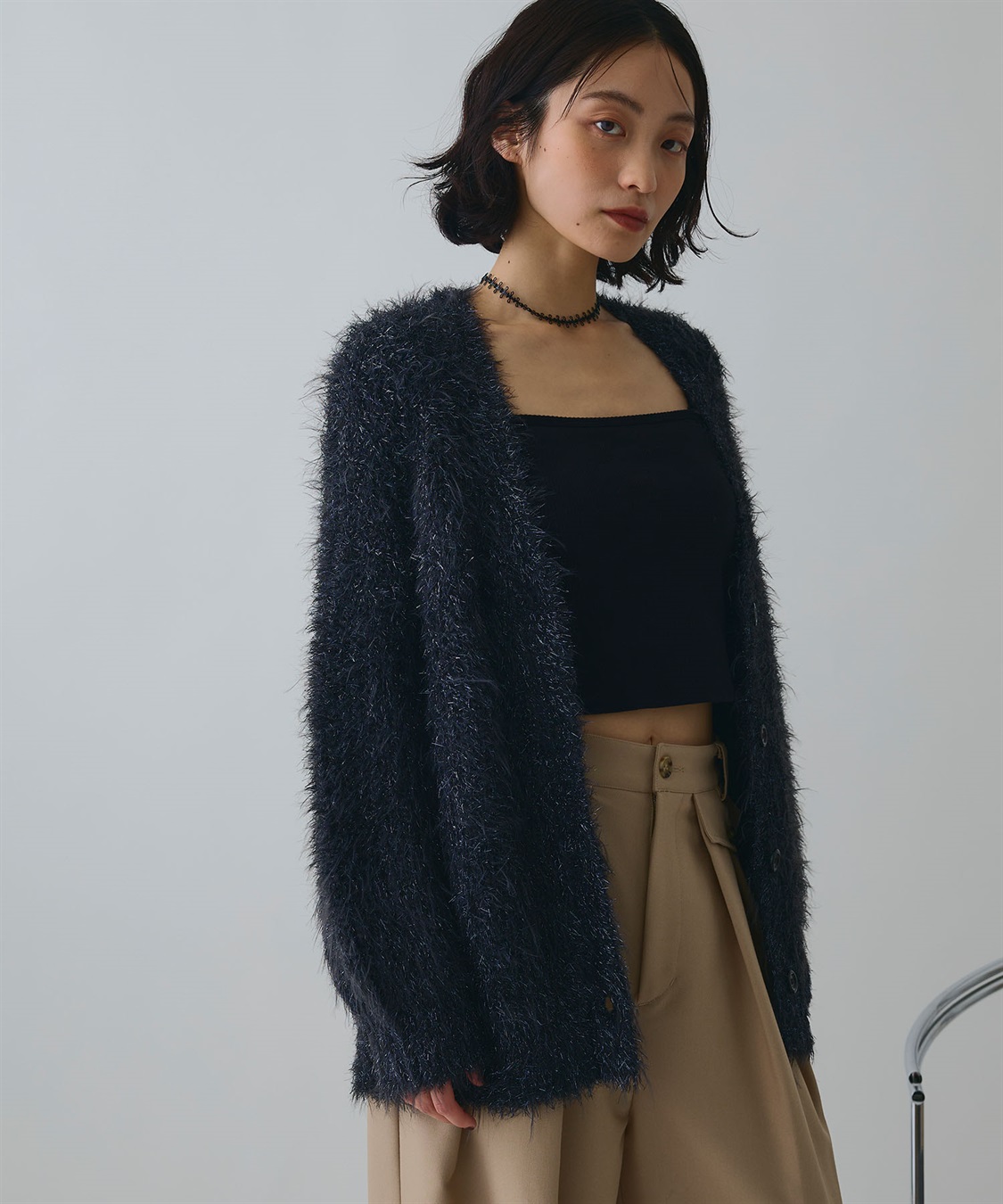 ELLEgirl ラメフェザーVネックカーディガン_sub_23