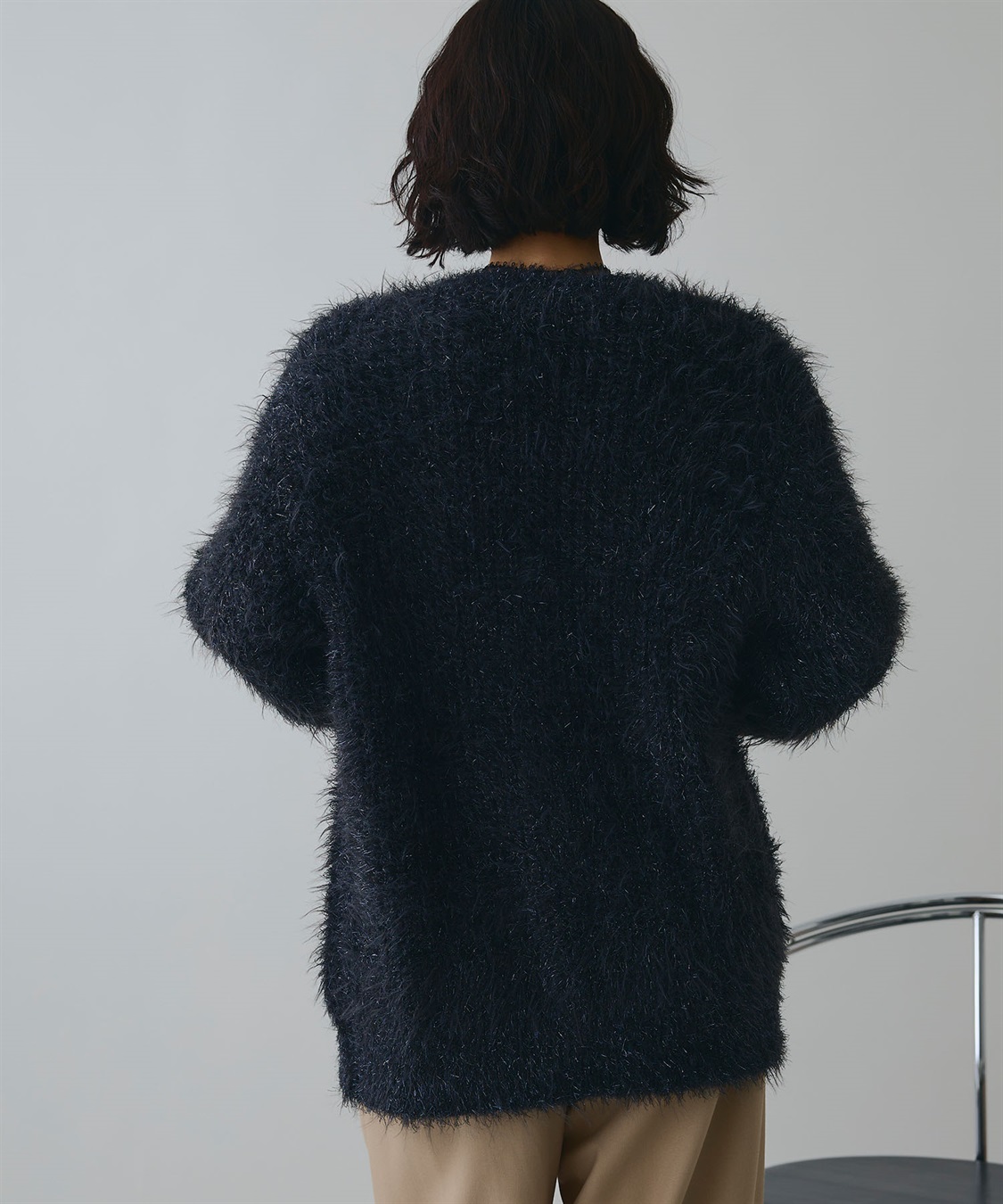 ELLEgirl ラメフェザーVネックカーディガン_sub_24