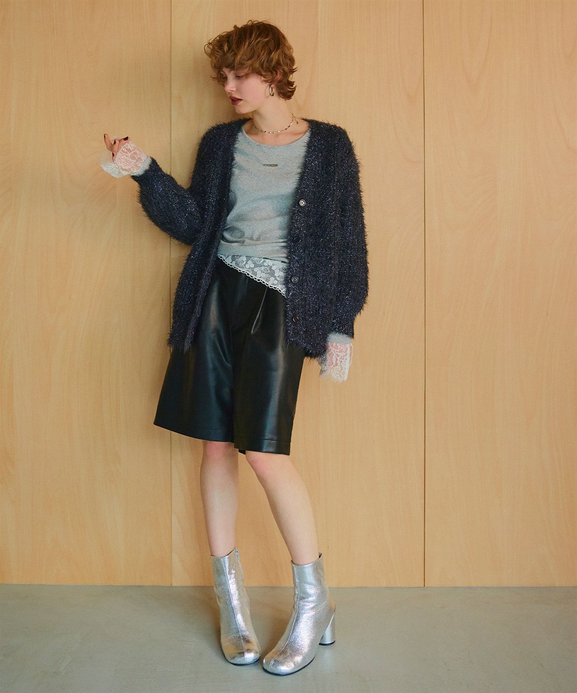 ELLEgirl ラメフェザーVネックカーディガン_sub_27