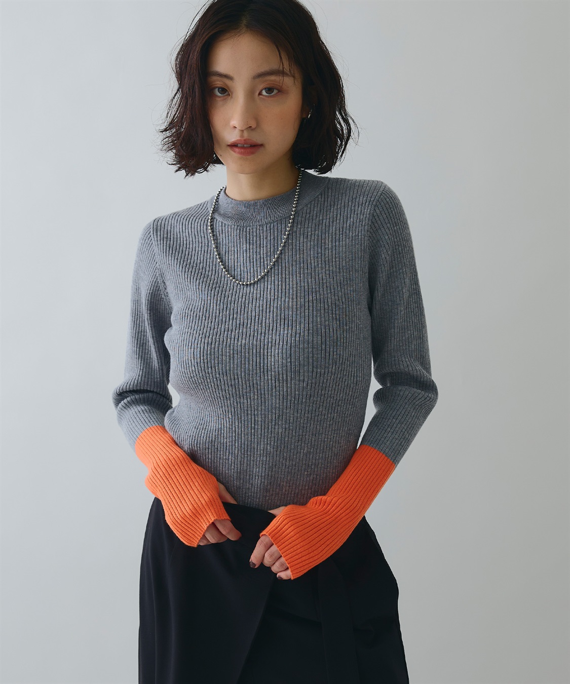 ELLEgirl 配色切り替えリブハイネックニットトップス_sub_3