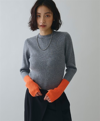 ELLEgirl 配色切り替えリブハイネックニットトップス_subthumb_3