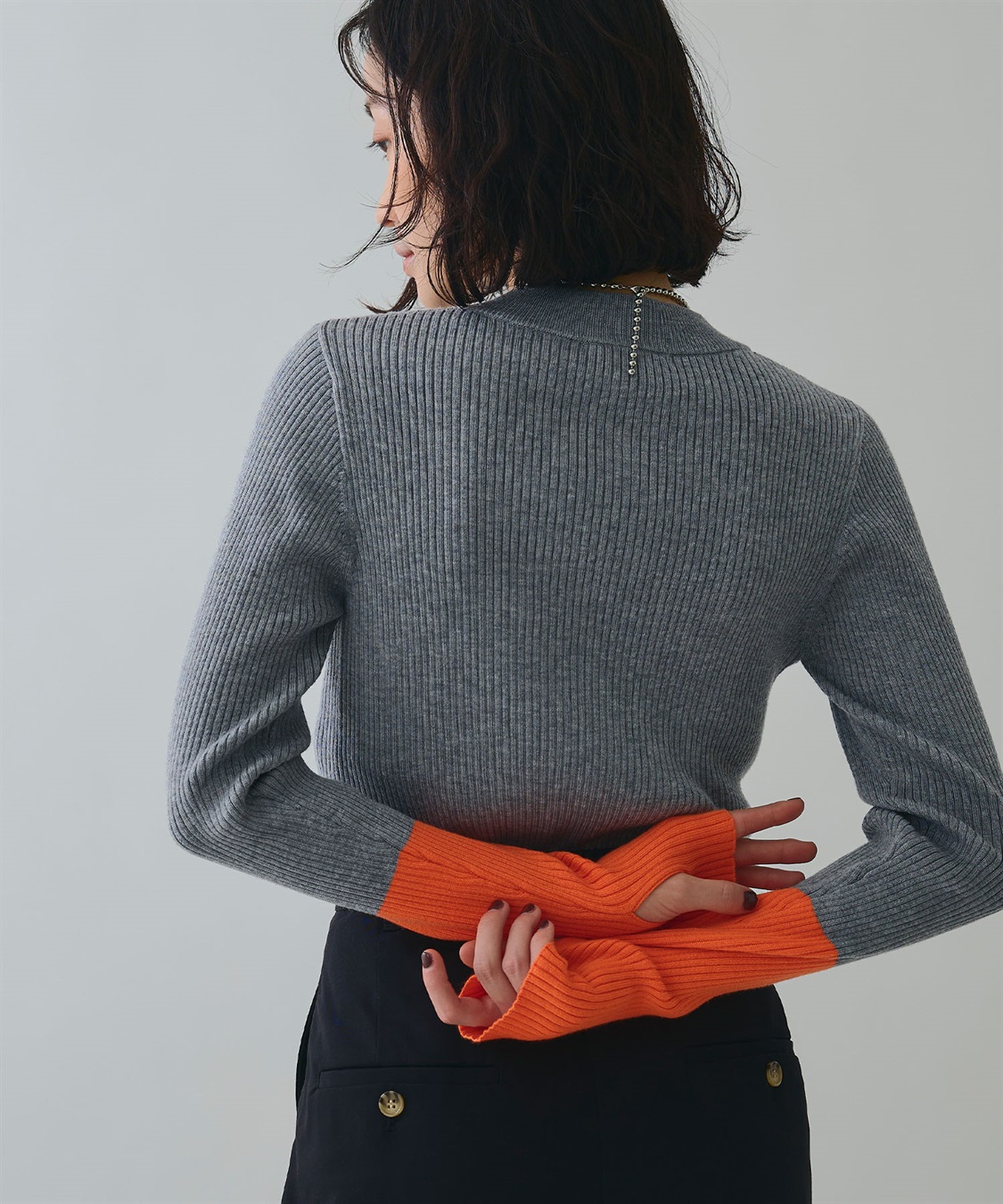 ELLEgirl 配色切り替えリブハイネックニットトップス_sub_5