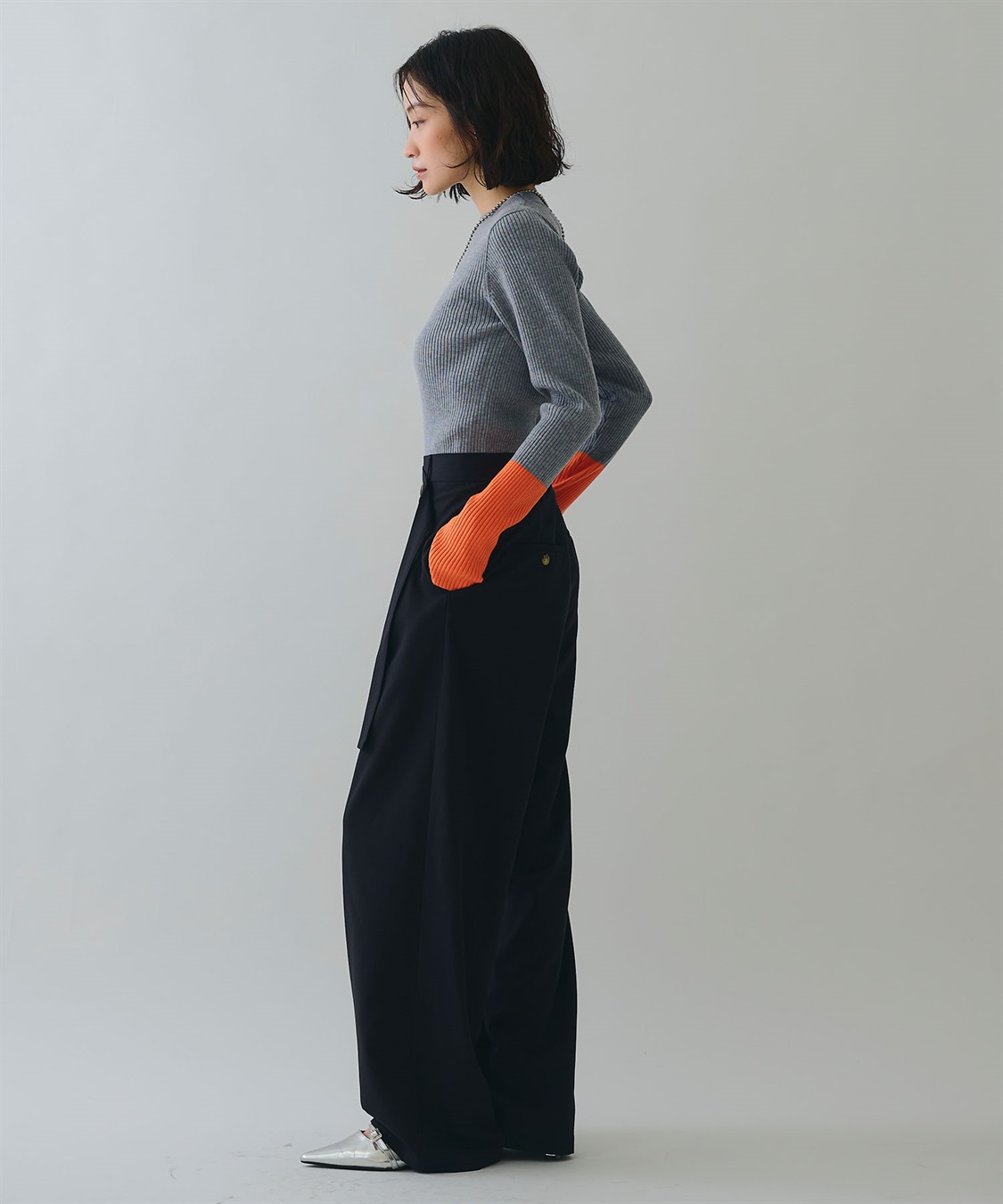 ELLEgirl 配色切り替えリブハイネックニットトップス_sub_8