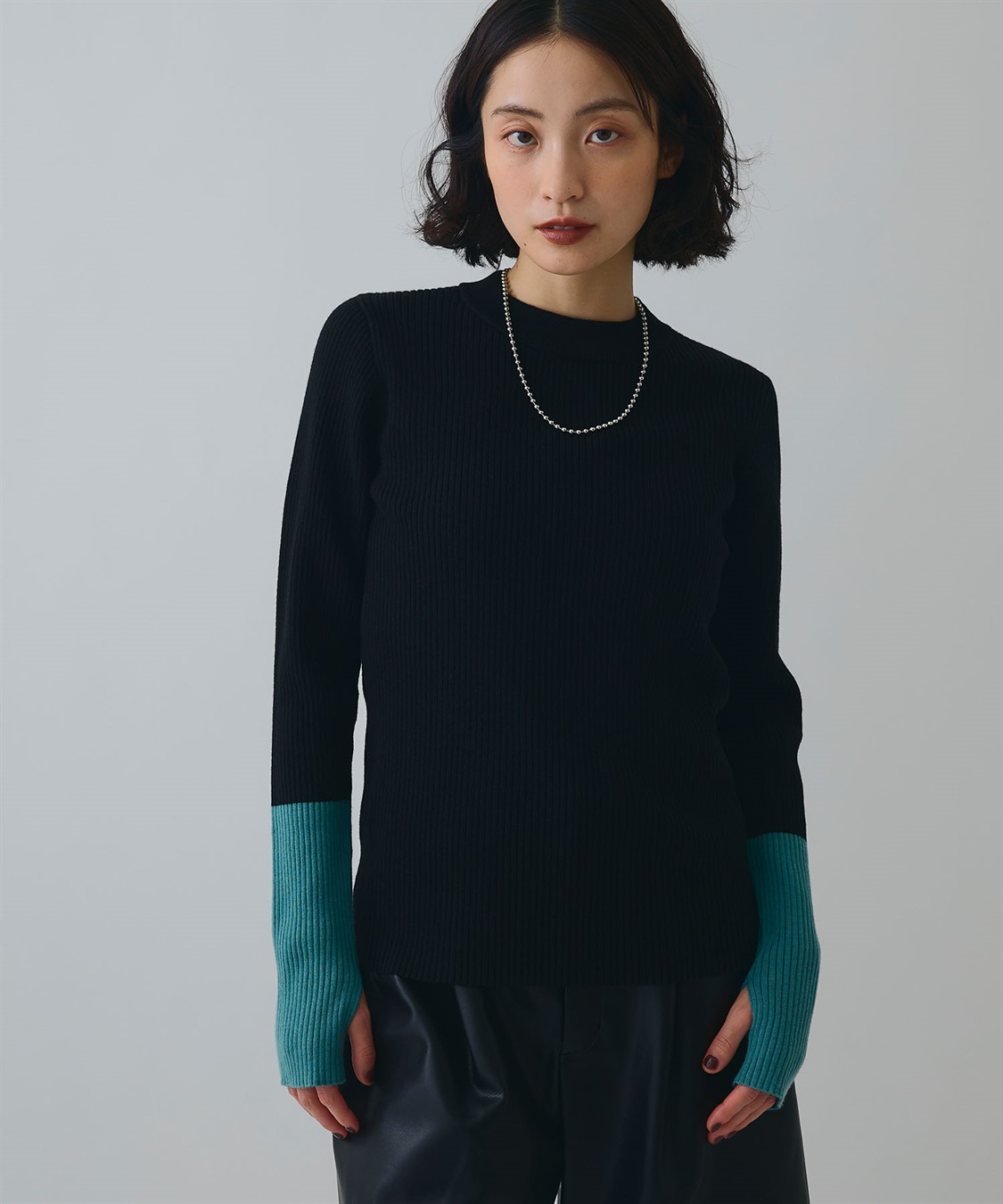ELLEgirl 配色切り替えリブハイネックニットトップス_sub_10