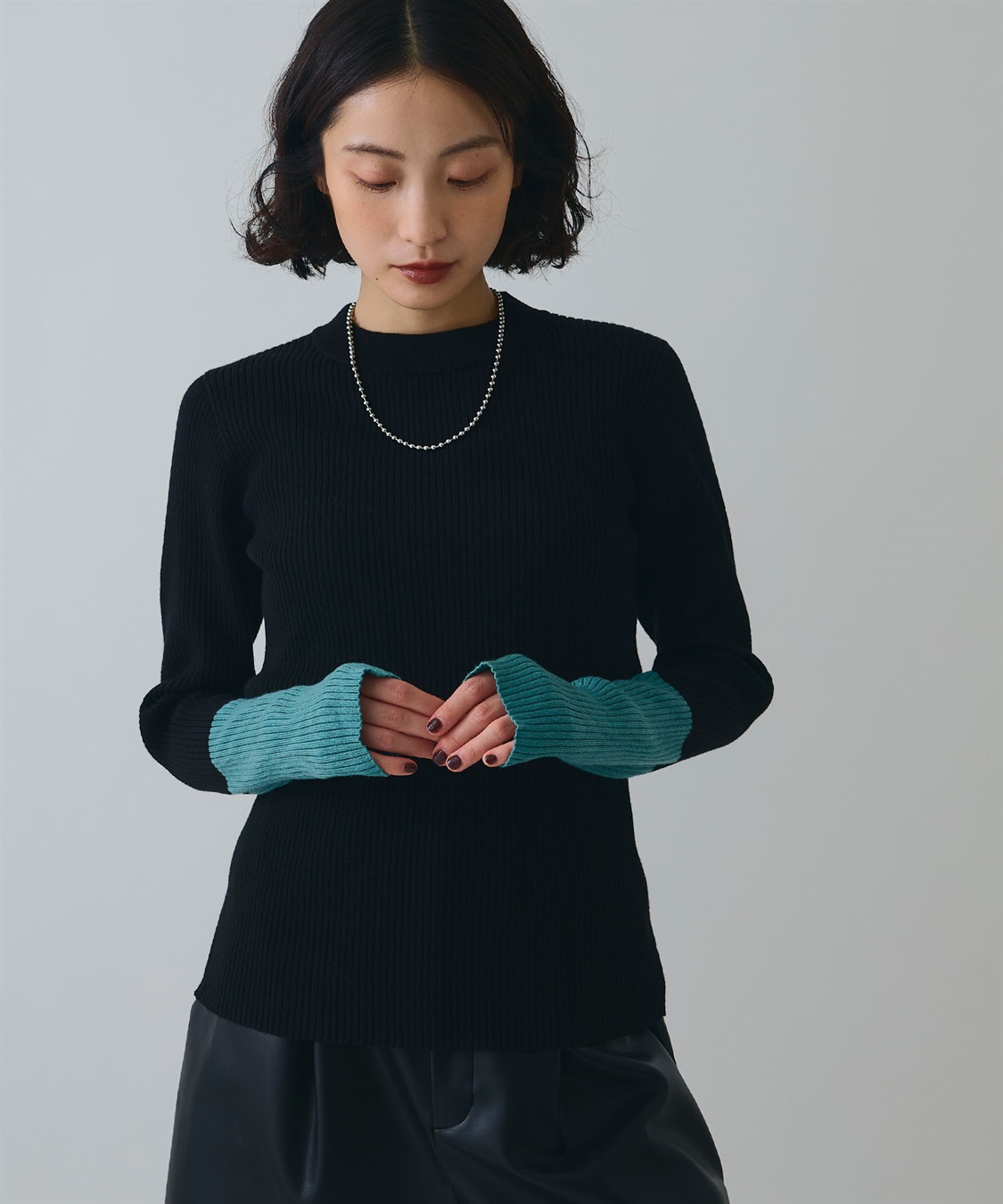 ELLEgirl 配色切り替えリブハイネックニットトップス_sub_11