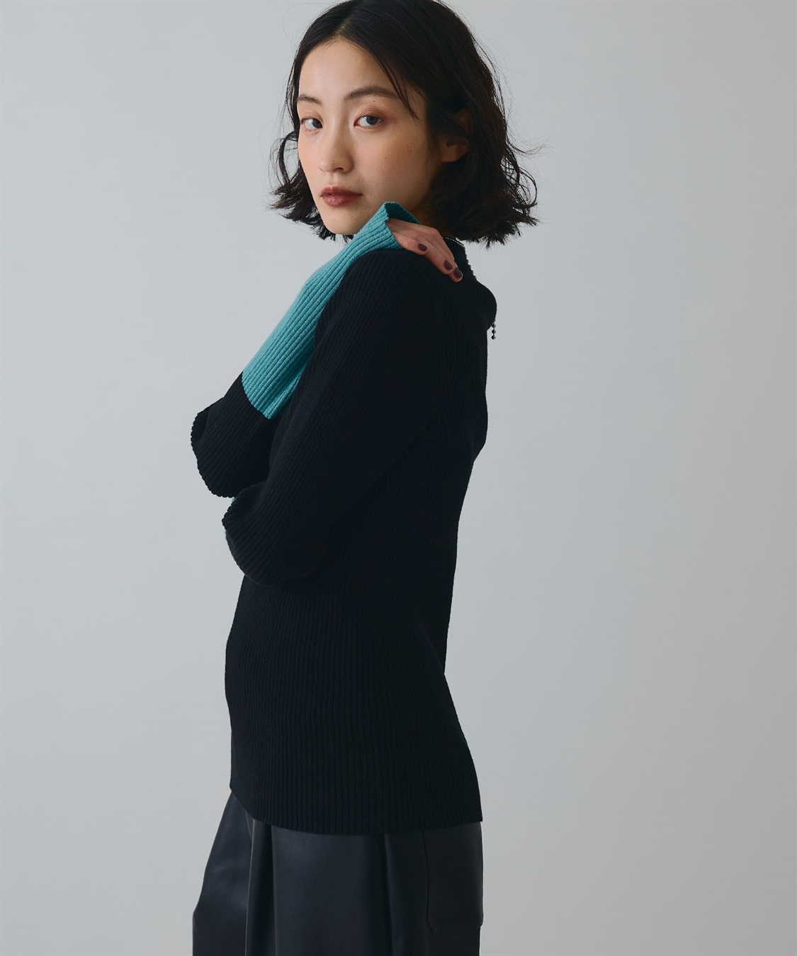 ELLEgirl 配色切り替えリブハイネックニットトップス_sub_12