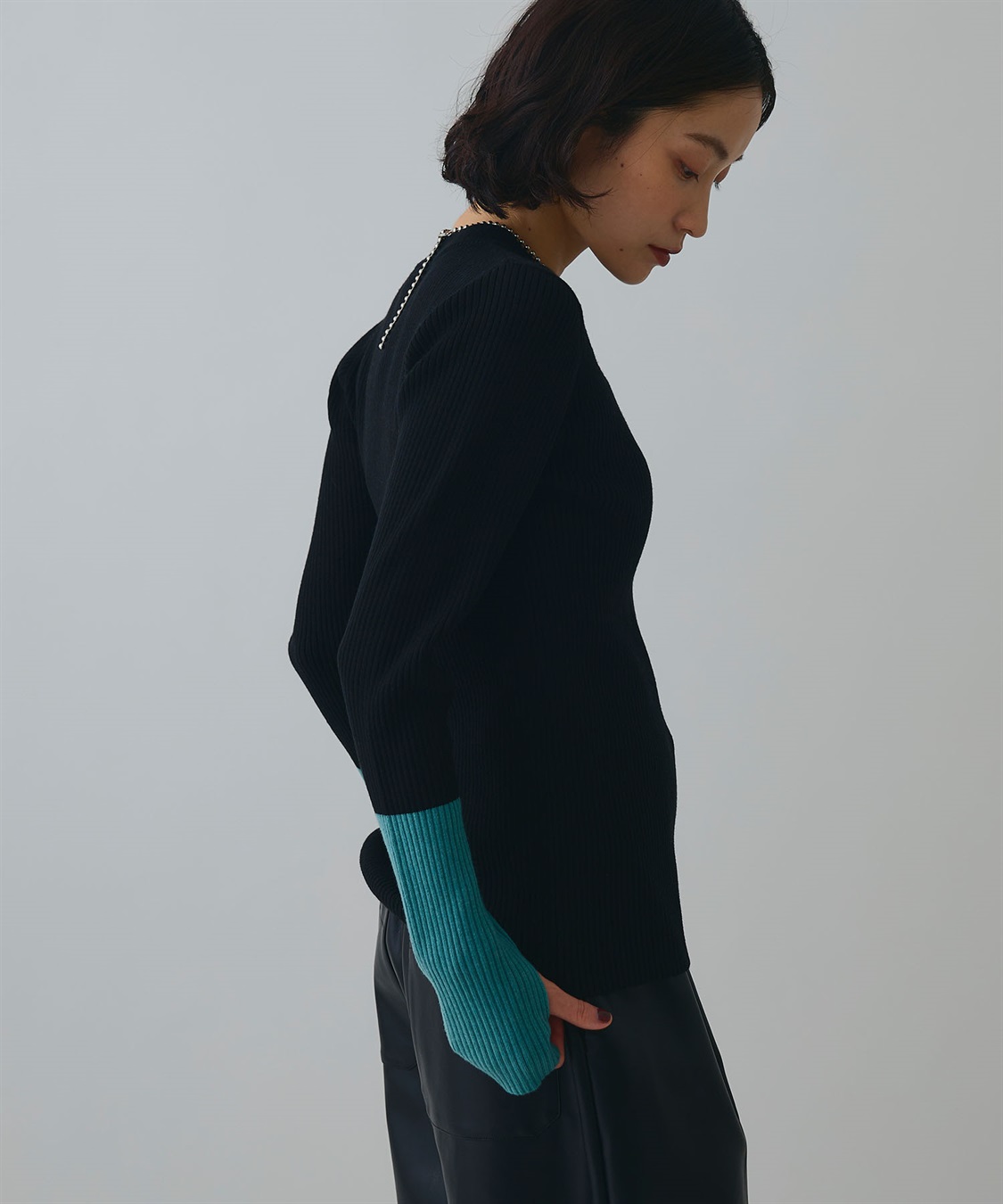 ELLEgirl 配色切り替えリブハイネックニットトップス_sub_13