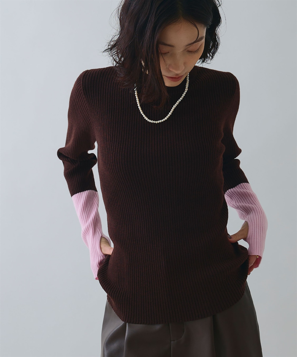 ELLEgirl 配色切り替えリブハイネックニットトップス_sub_20