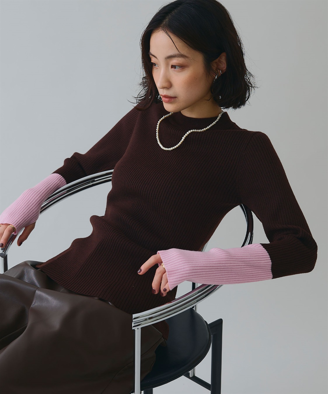 ELLEgirl 配色切り替えリブハイネックニットトップス_sub_21