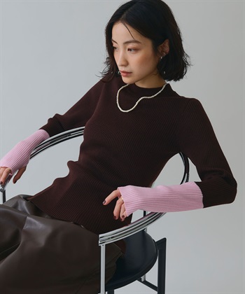 ELLEgirl 配色切り替えリブハイネックニットトップス_subthumb_21