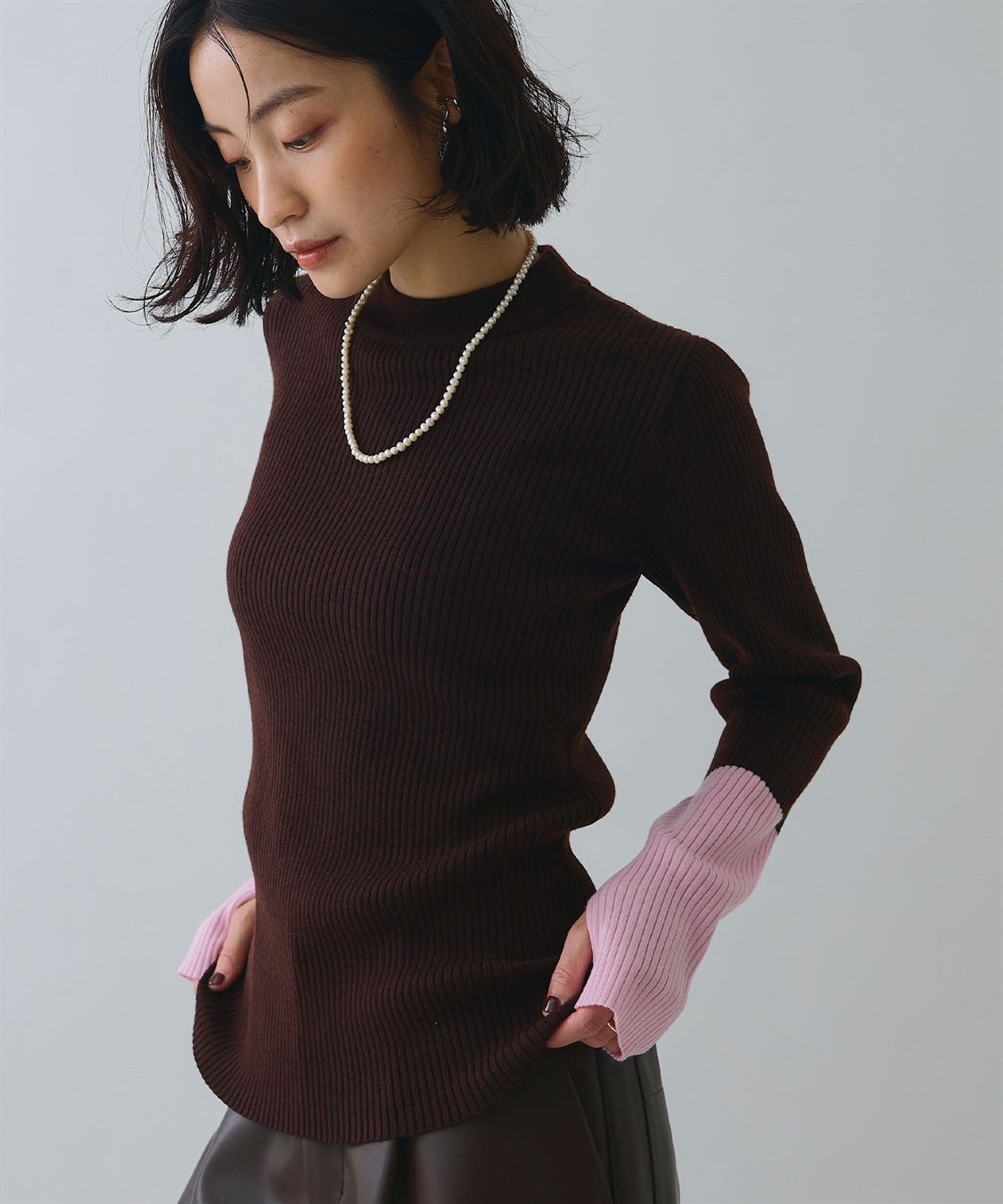 ELLEgirl 配色切り替えリブハイネックニットトップス_sub_22