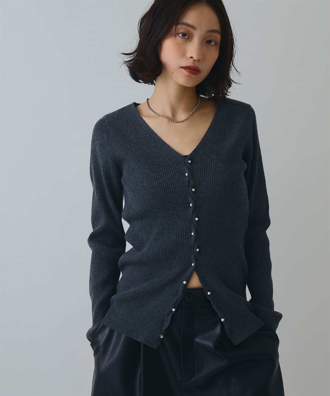 ELLEgirl メタル釦Vネックリブカーディガン_sub_22
