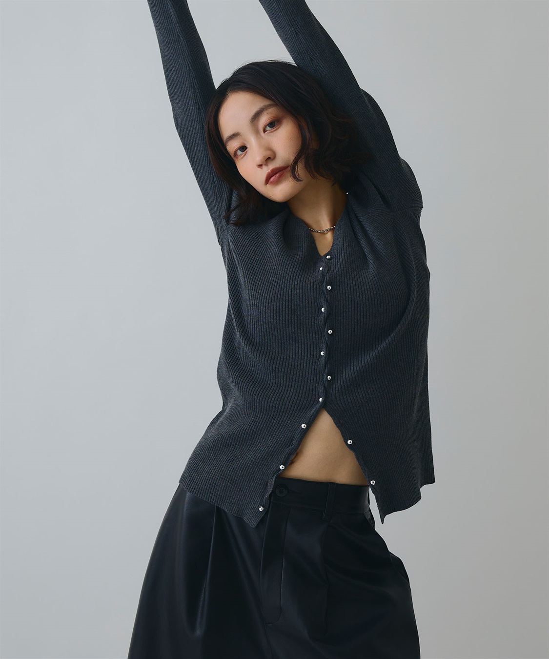 ELLEgirl メタル釦Vネックリブカーディガン_sub_23