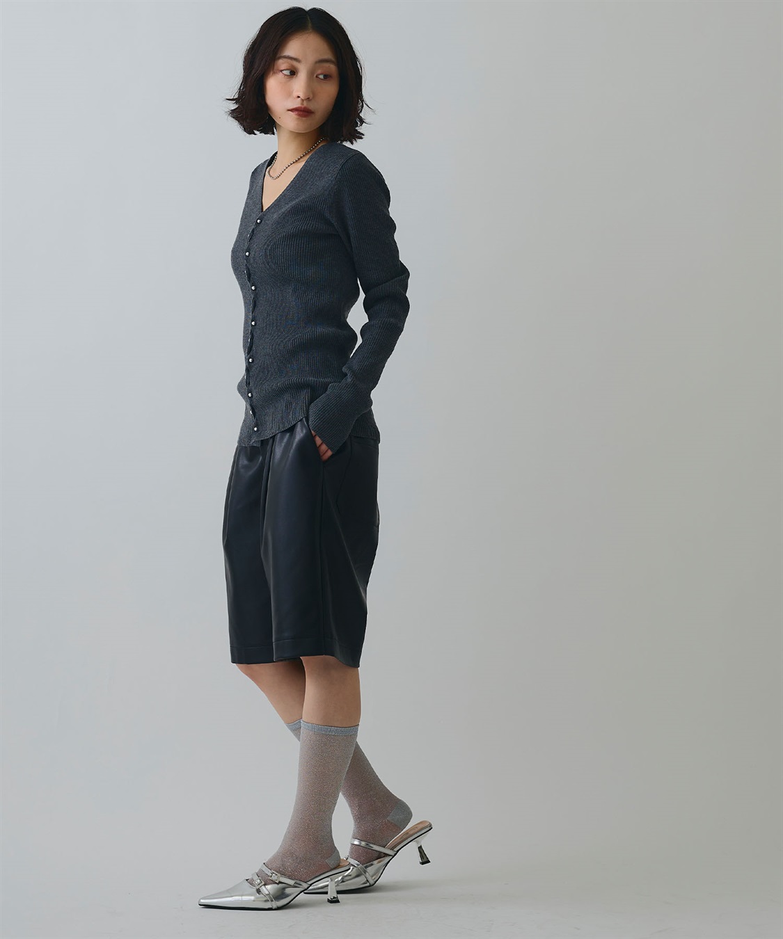 ELLEgirl メタル釦Vネックリブカーディガン_sub_29