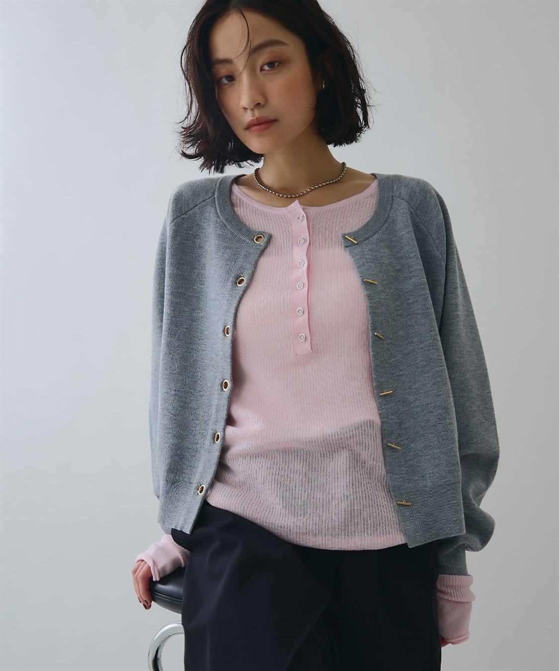 ELLEgirl ヘンリーネックシアーリブトップス_sub_9