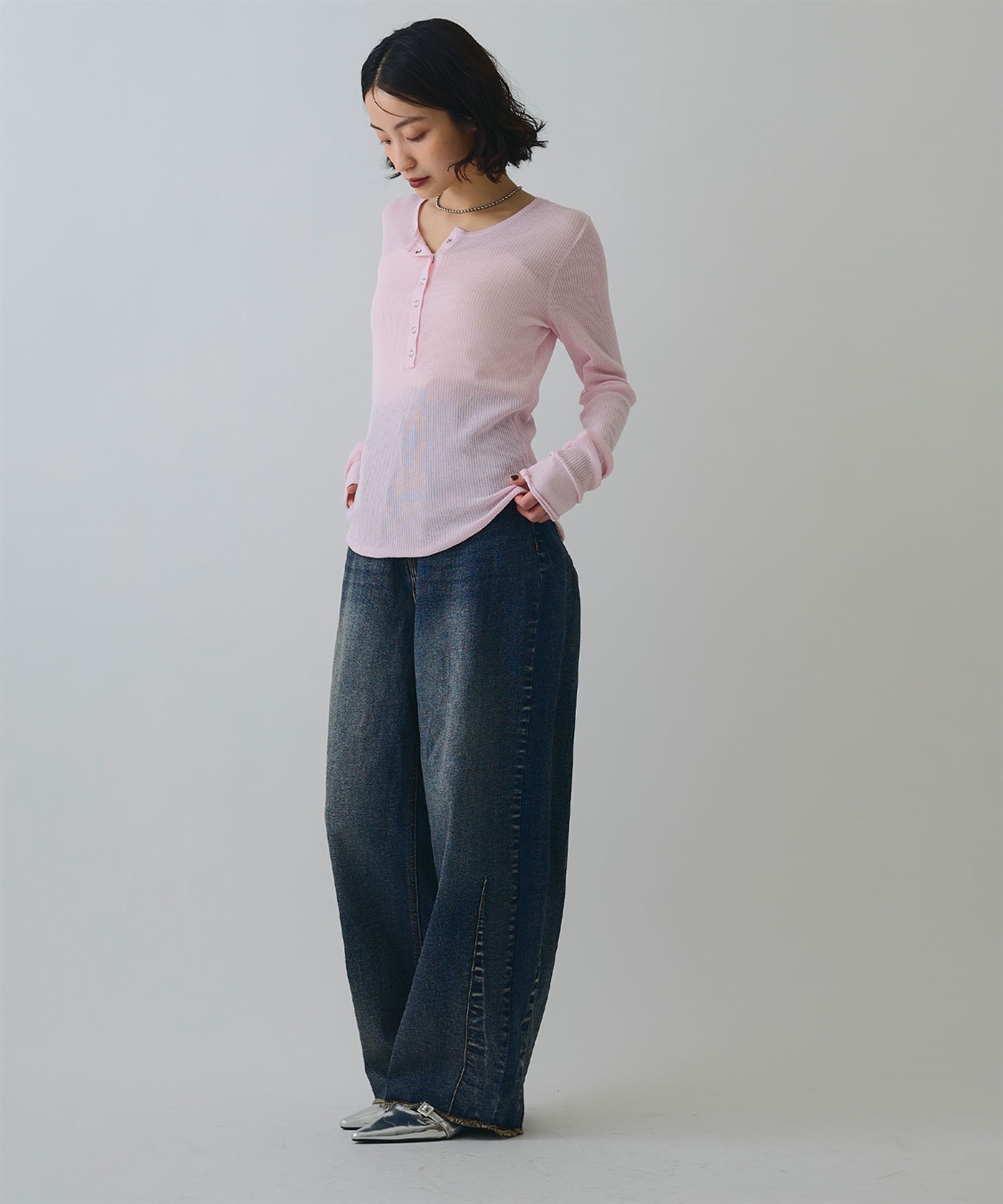 ELLEgirl ヘンリーネックシアーリブトップス_sub_11