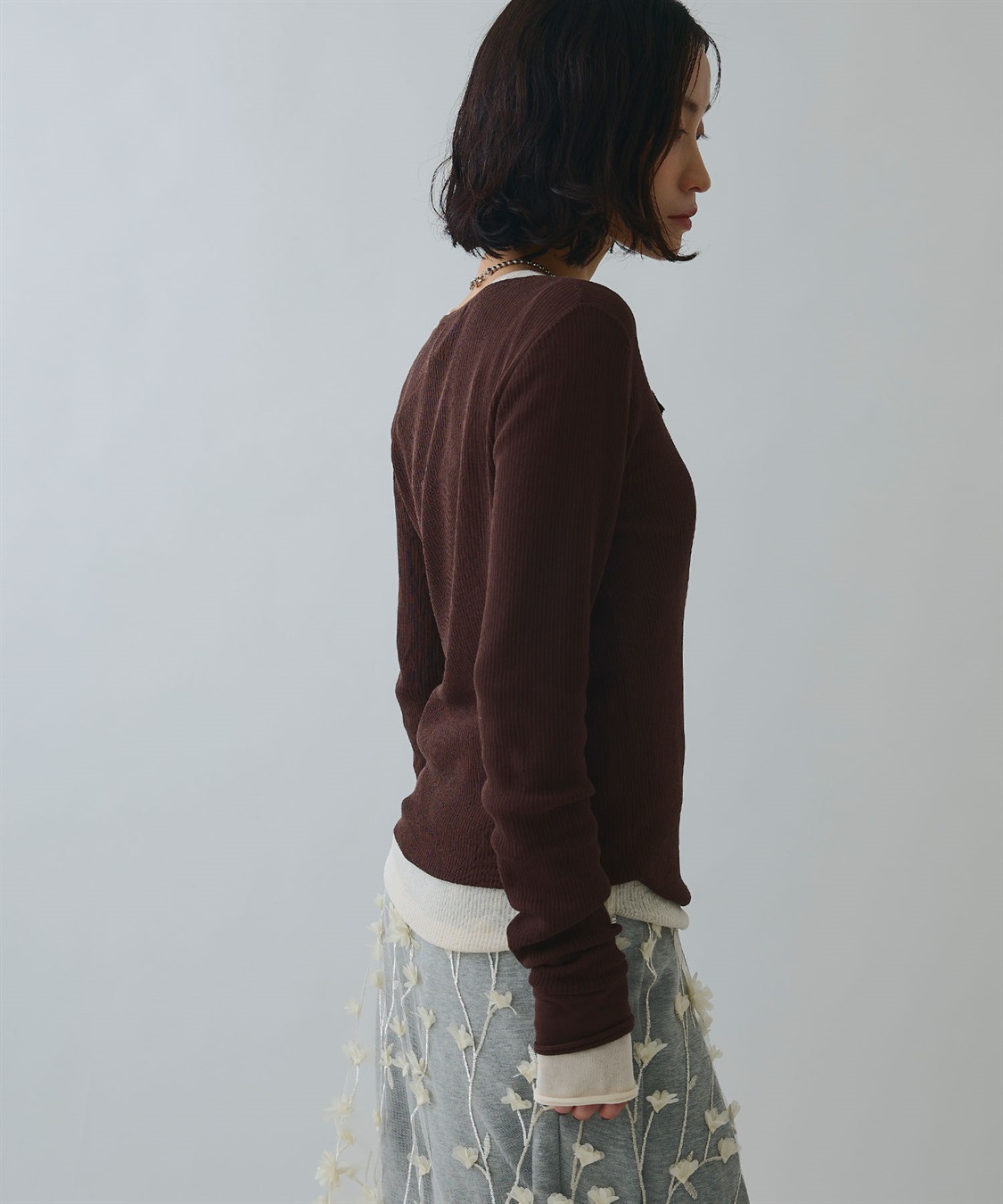 ELLEgirl ヘンリーネックシアーリブトップス_sub_15