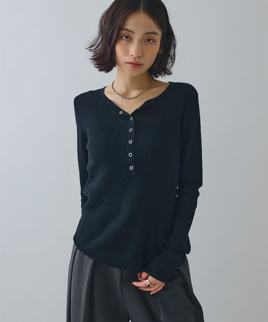 ELLEgirl ヘンリーネックシアーリブトップス_sub_20