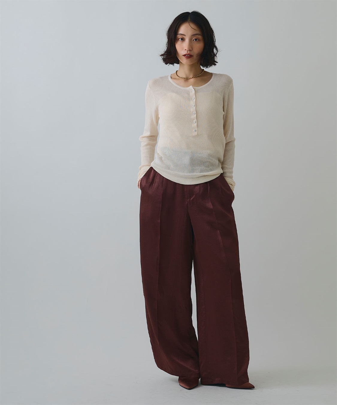 ELLEgirl ヘンリーネックシアーリブトップス_sub_26