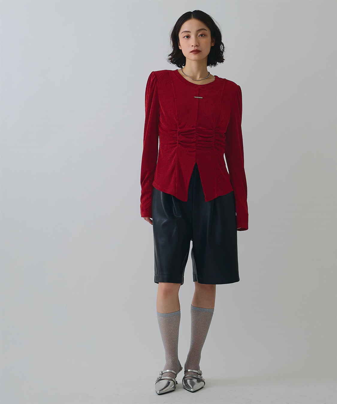 ELLEgirl フロントスリットシャーリングデザイントップス_sub_9